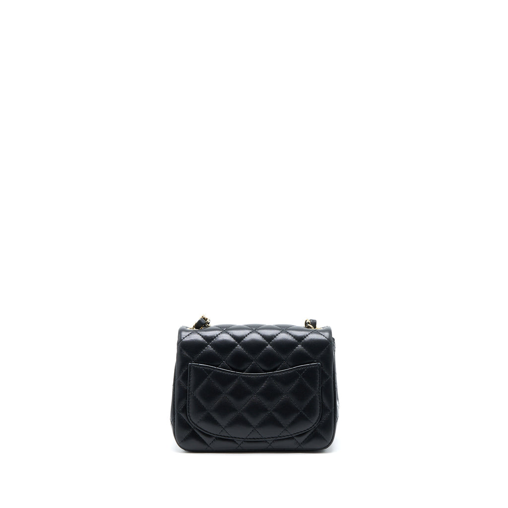 CHANEL MINI SQUARE FLAP BAG LAMBSKIN BLACK LGHW (MICROCHIP)