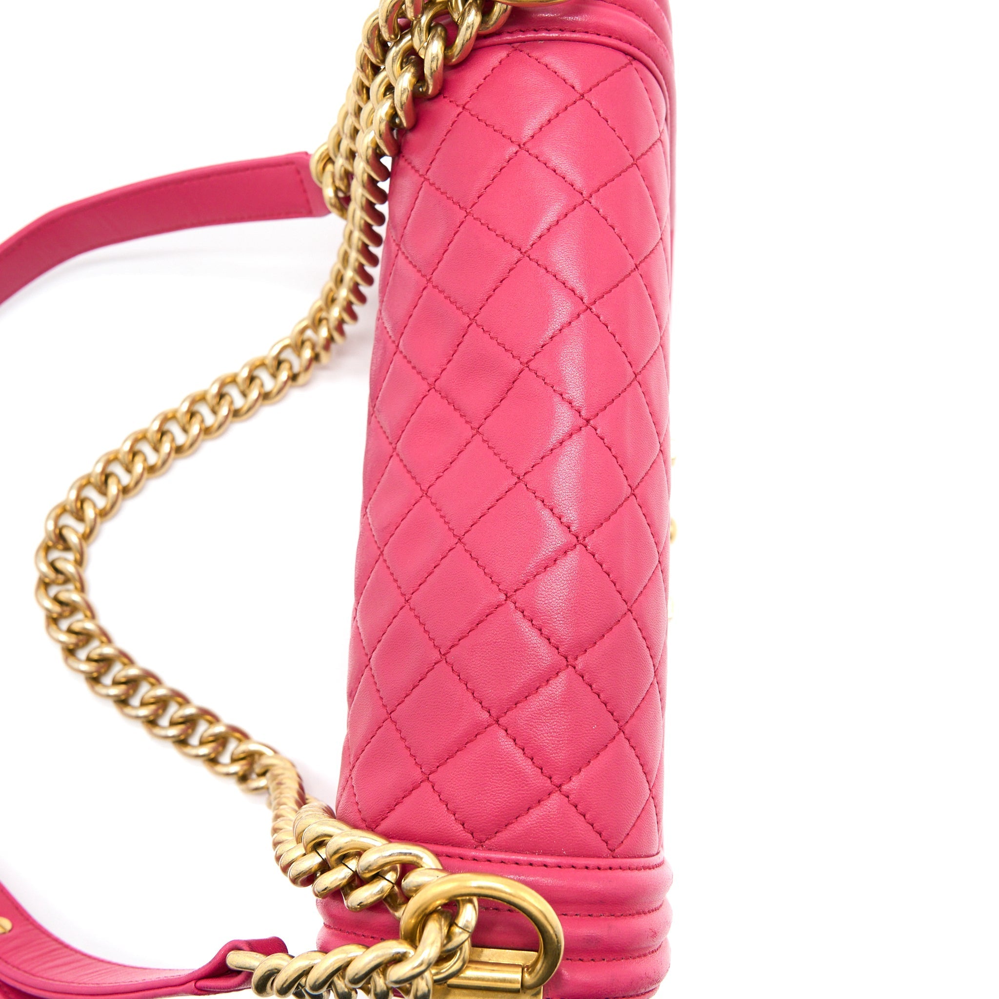 CHANEL MEDIUM BOY BAG LAMBSKIN PINK GHW