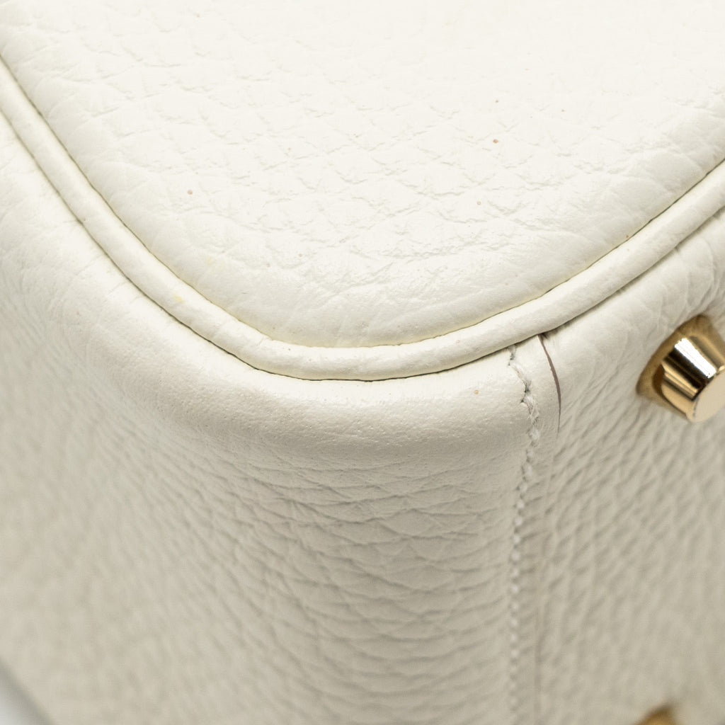 HERMES MINI LINDY CLEMENCE MUSHROOM / NATA WITH MULTICOLOR STRAP GHW
