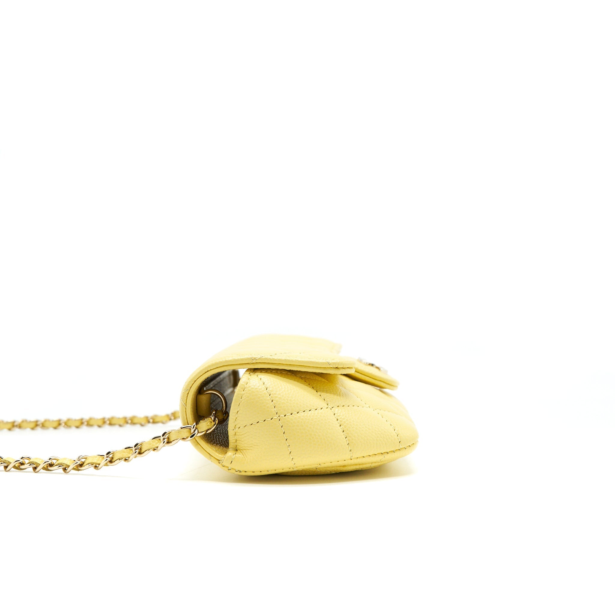 CHANEL GLASSES CASE WITH CHAIN CAVIAR YELLOW