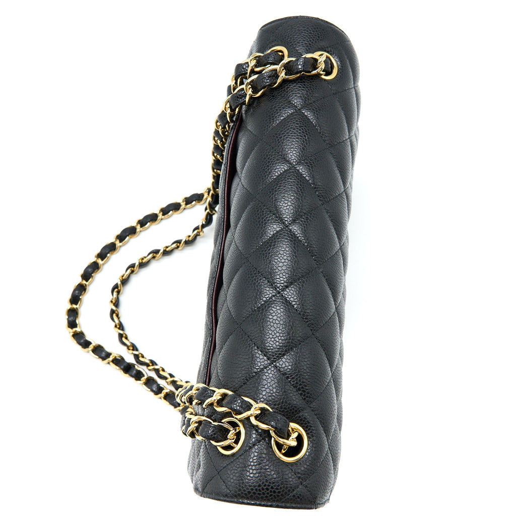 CHANEL CLASSIC JUMBO DOUBLE FLAP BAG CAVIAR BLACK GHW
