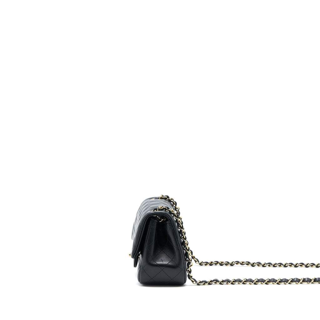 CHANEL MINI SQUARE FLAP BAG LAMBSKIN BLACK LGHW (MICROCHIP)