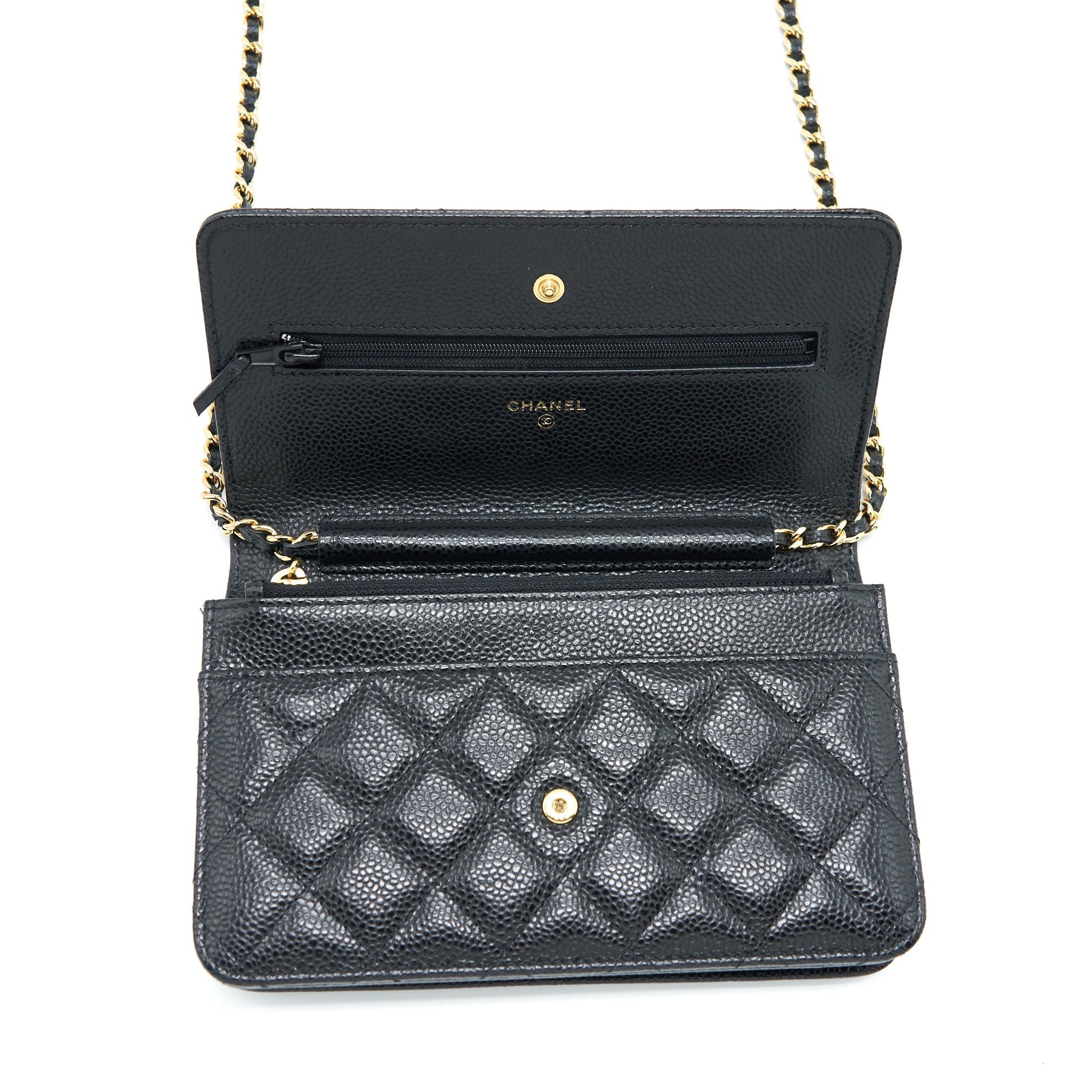 CHANEL CLASSIC WALLET ON CHAIN CAVIAR BLACK GHW