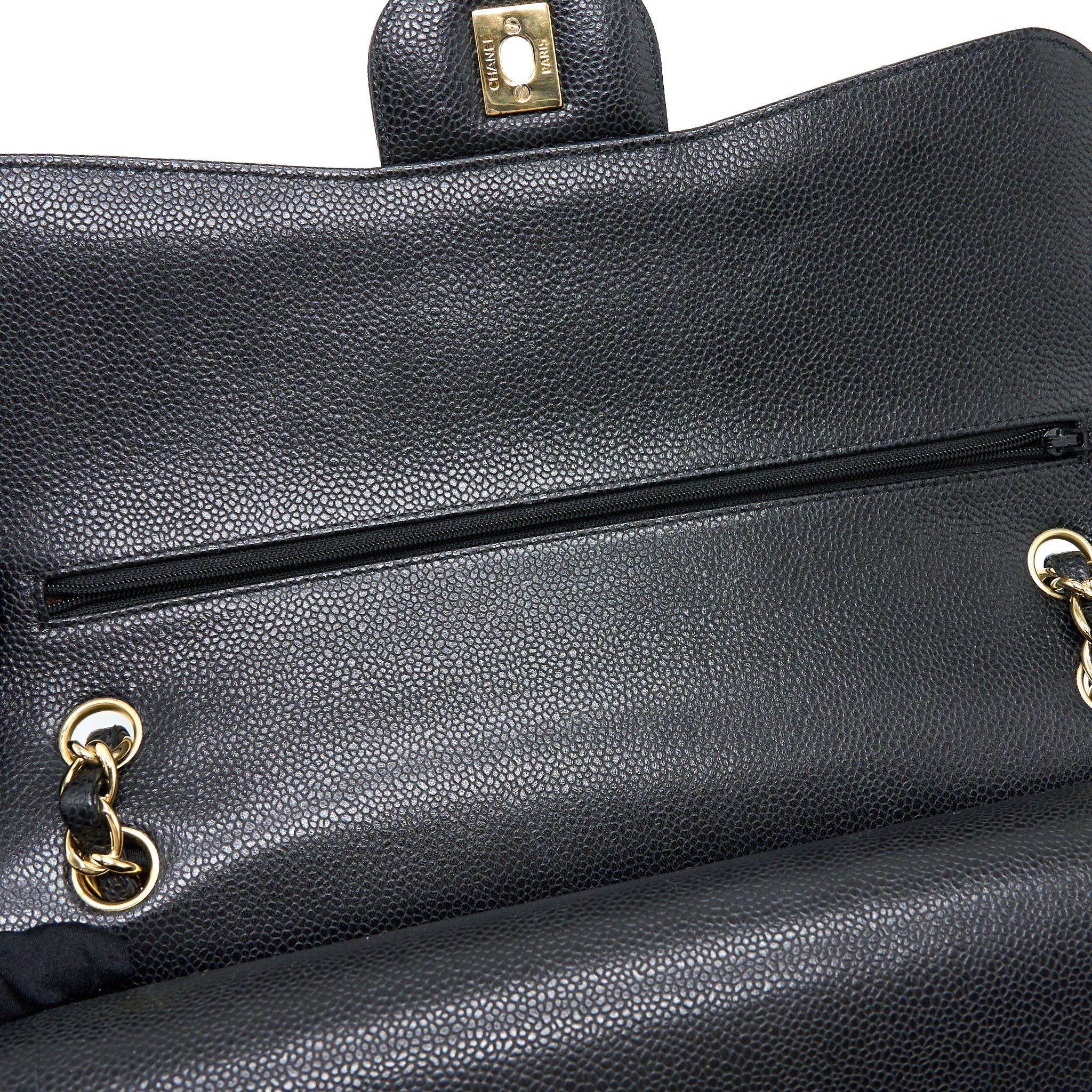 CHANEL CLASSIC JUMBO DOUBLE FLAP BAG CAVIAR BLACK GHW
