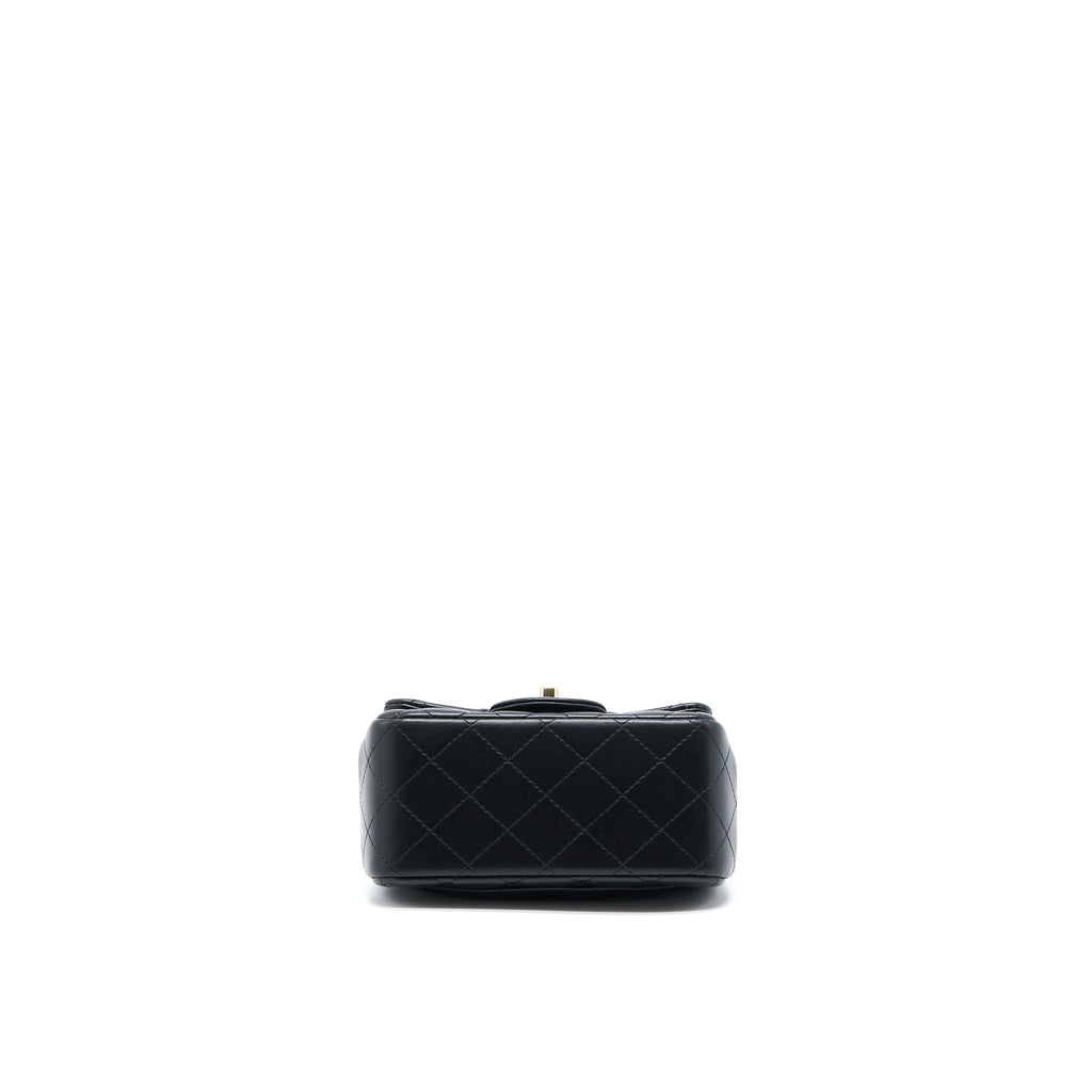 CHANEL MINI SQUARE FLAP BAG LAMBSKIN BLACK LGHW (MICROCHIP)