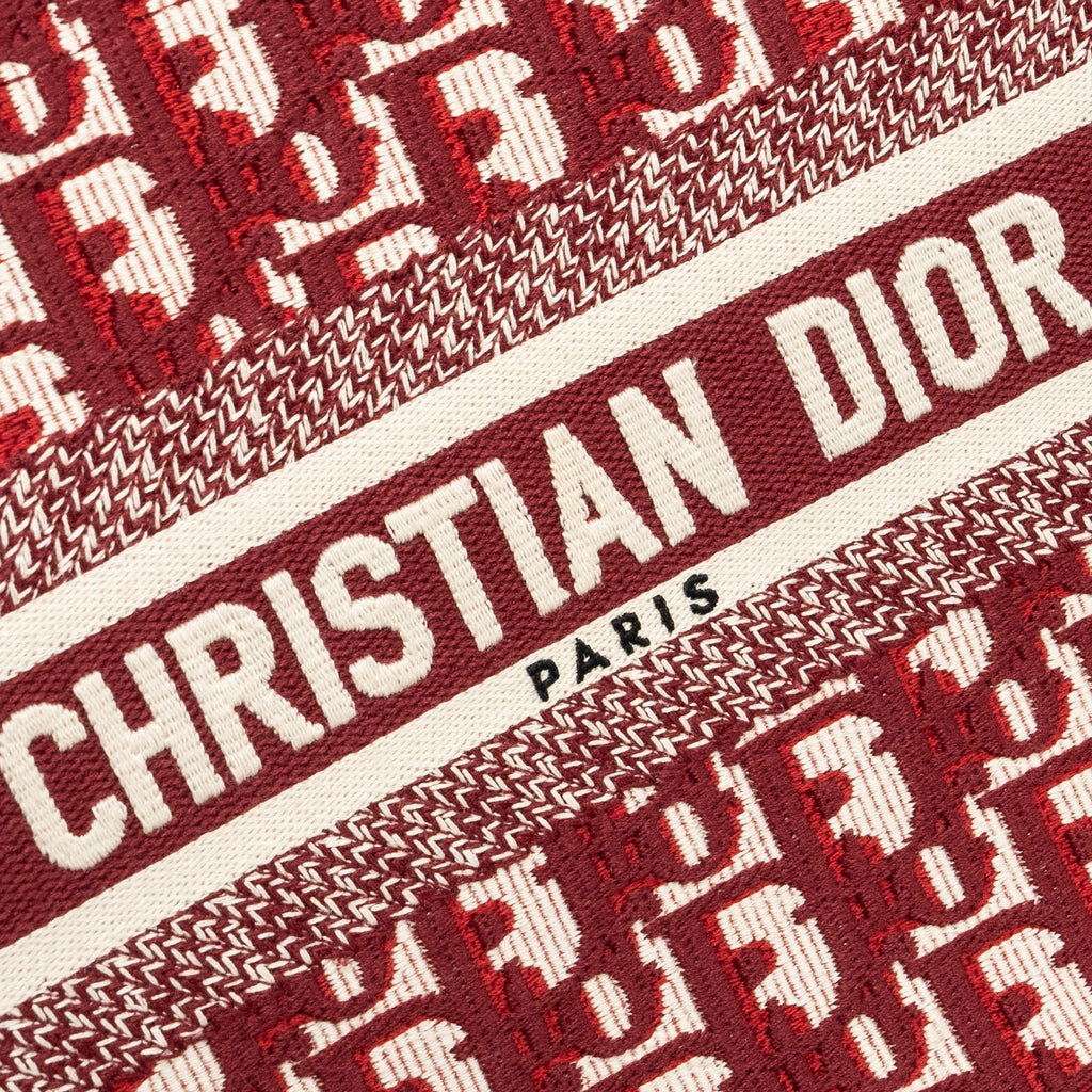 DIOR SMALL BOOK TOTE OBLIQUE EMBROIDERY CANVAS RED