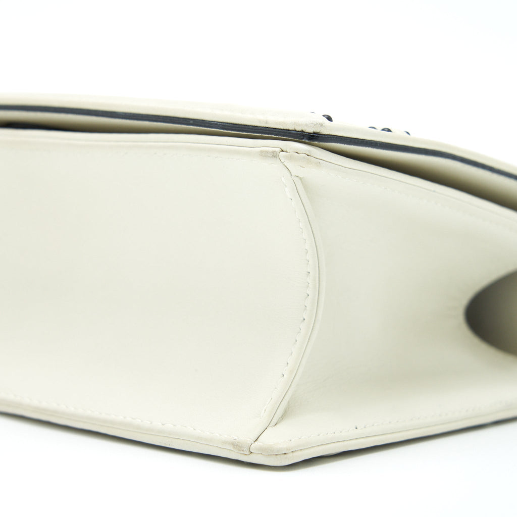 DIOR SMALL STUDDED DIORAMA WHITE WITH BLACK HARDWARE