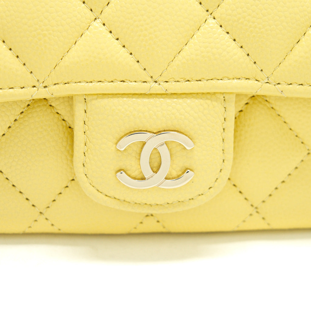CHANEL GLASSES CASE WITH CHAIN CAVIAR YELLOW