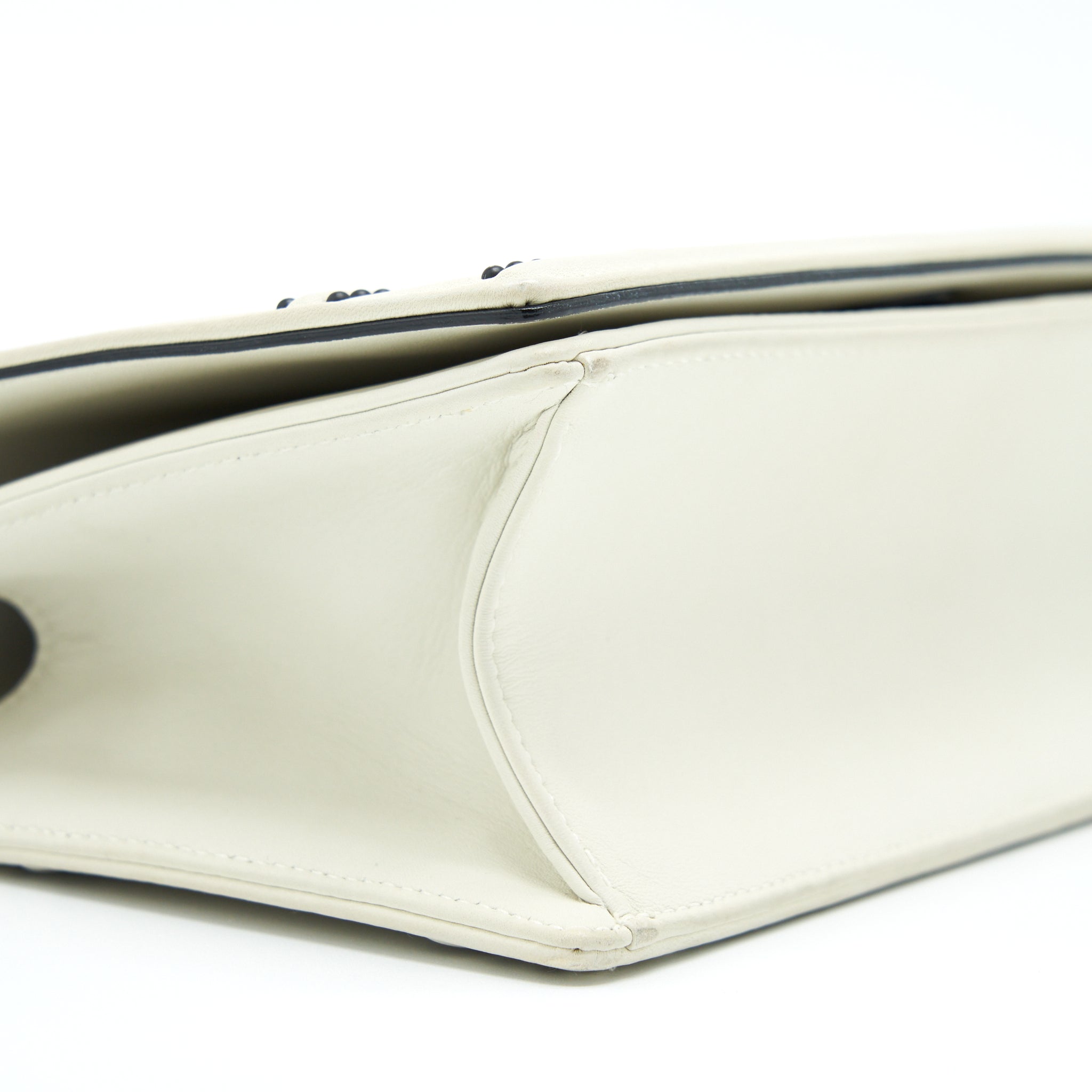 DIOR SMALL STUDDED DIORAMA WHITE WITH BLACK HARDWARE
