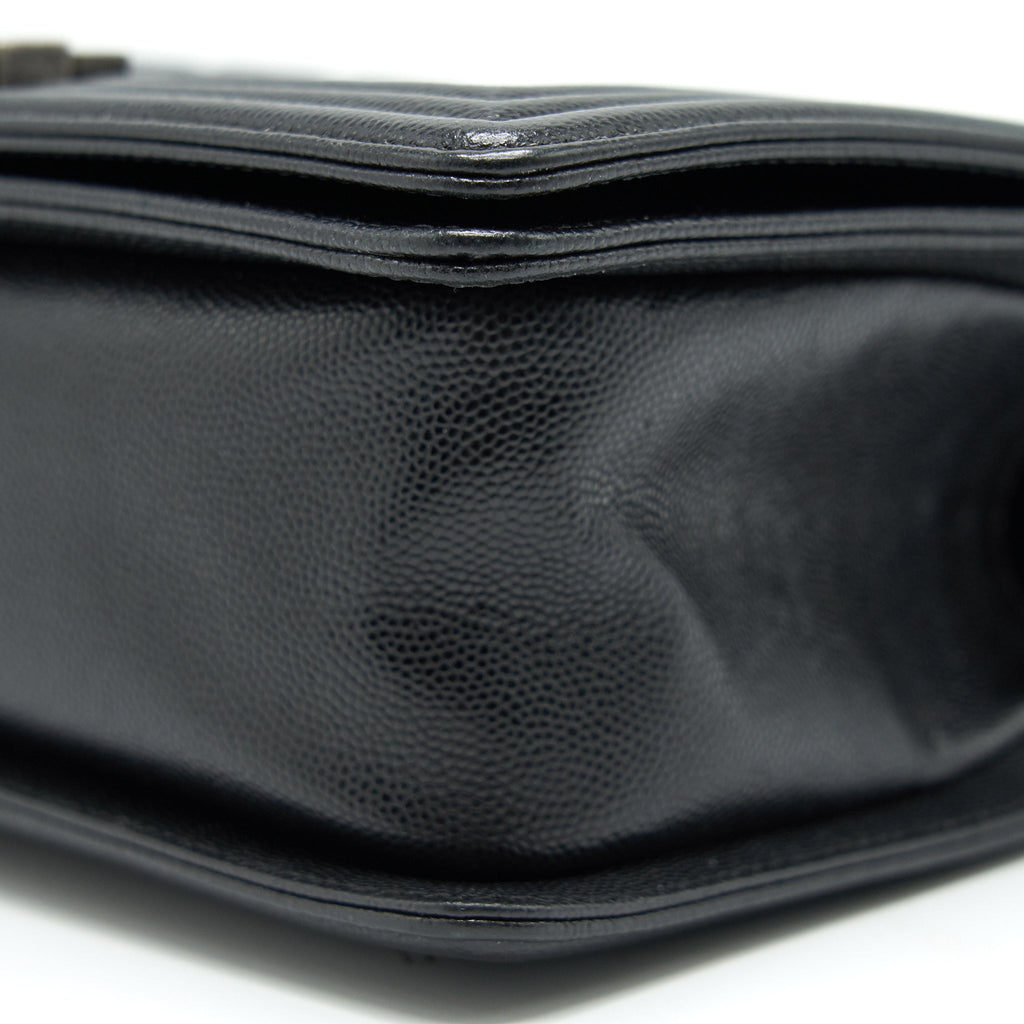 CHANEL CAVIAR OLD MEDIUM LEBOY BAG BLACK WITH RUTHENIUM HARDWARE