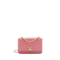 CHANEL CHEVRON TRENDY CC WALLET ON CHAIN LAMBSKIN PINK LGHW