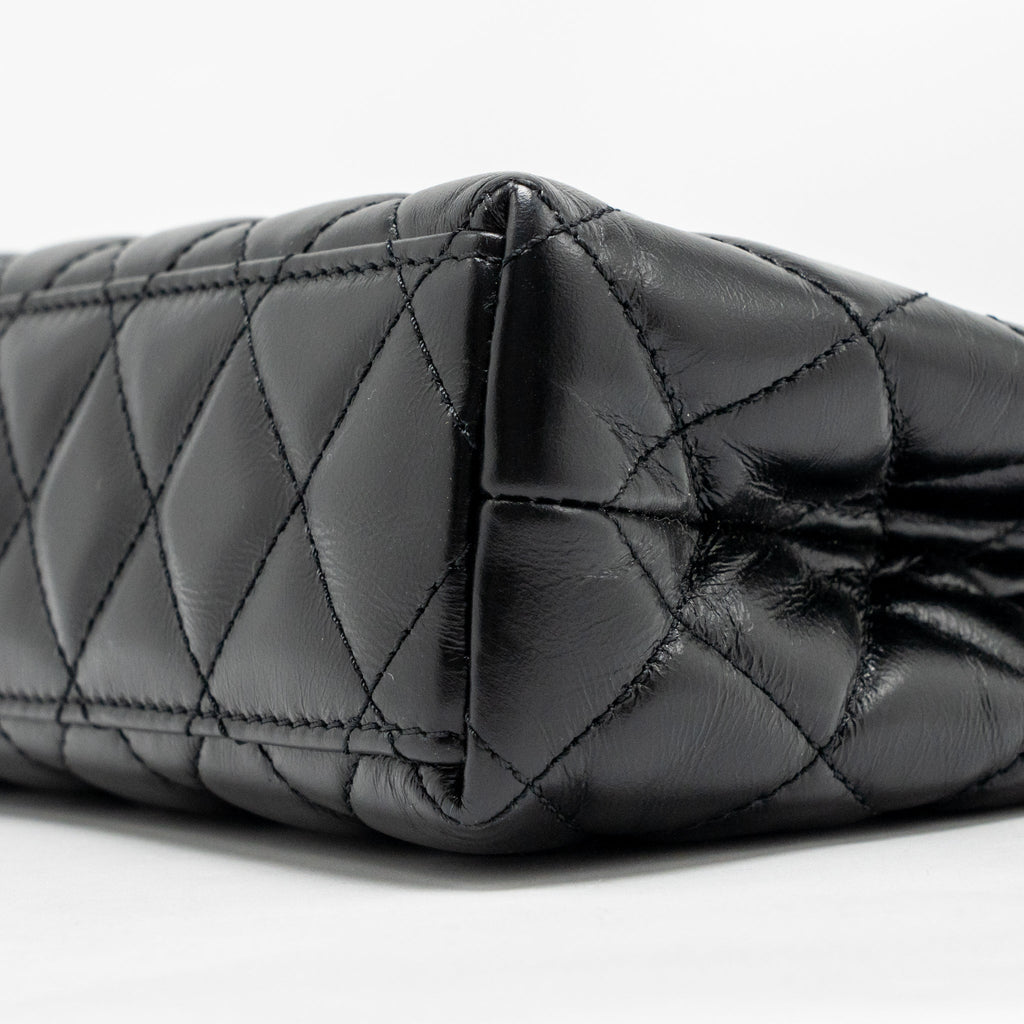 CHANEL MINI KELLY SHOPPING TOTE BAG CALFSKIN BLACK GHW (MICROCHIP)