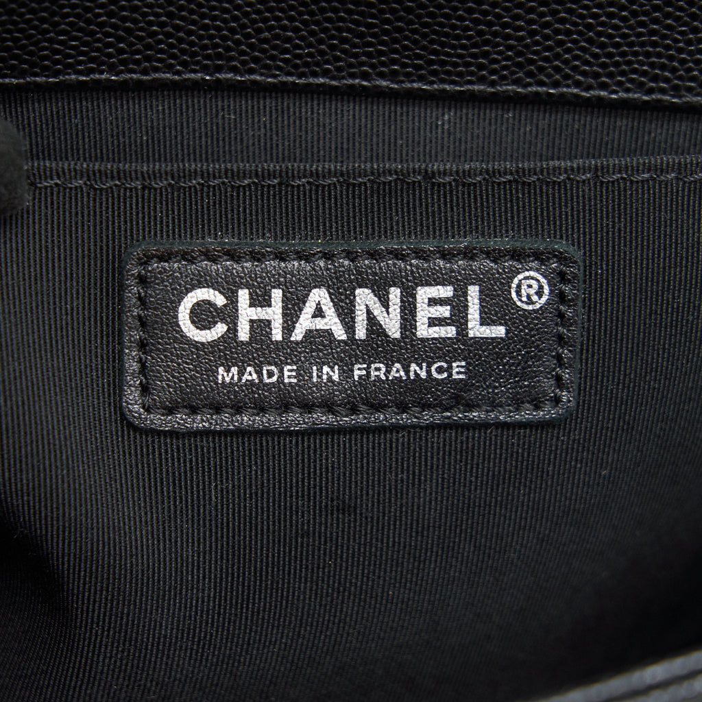 CHANEL CAVIAR OLD MEDIUM LEBOY BAG BLACK WITH RUTHENIUM HARDWARE
