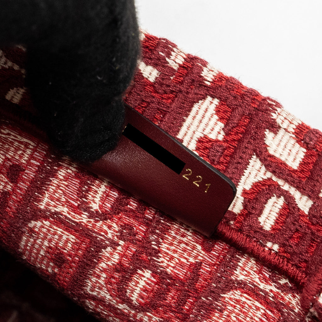 DIOR SMALL BOOK TOTE OBLIQUE EMBROIDERY CANVAS RED