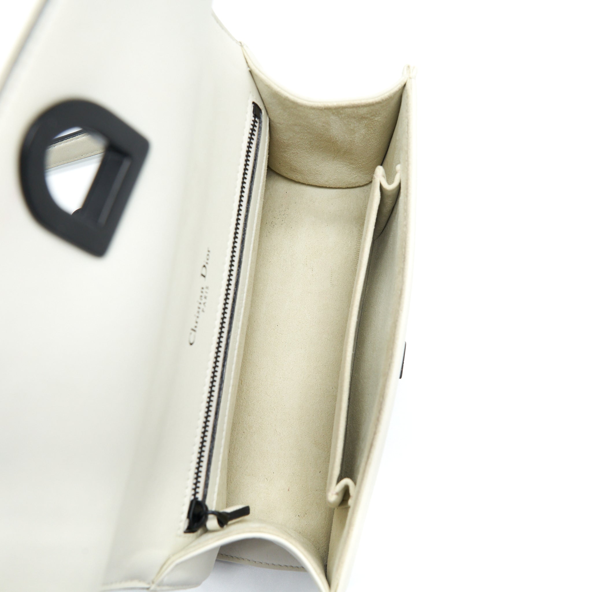 DIOR SMALL STUDDED DIORAMA WHITE WITH BLACK HARDWARE