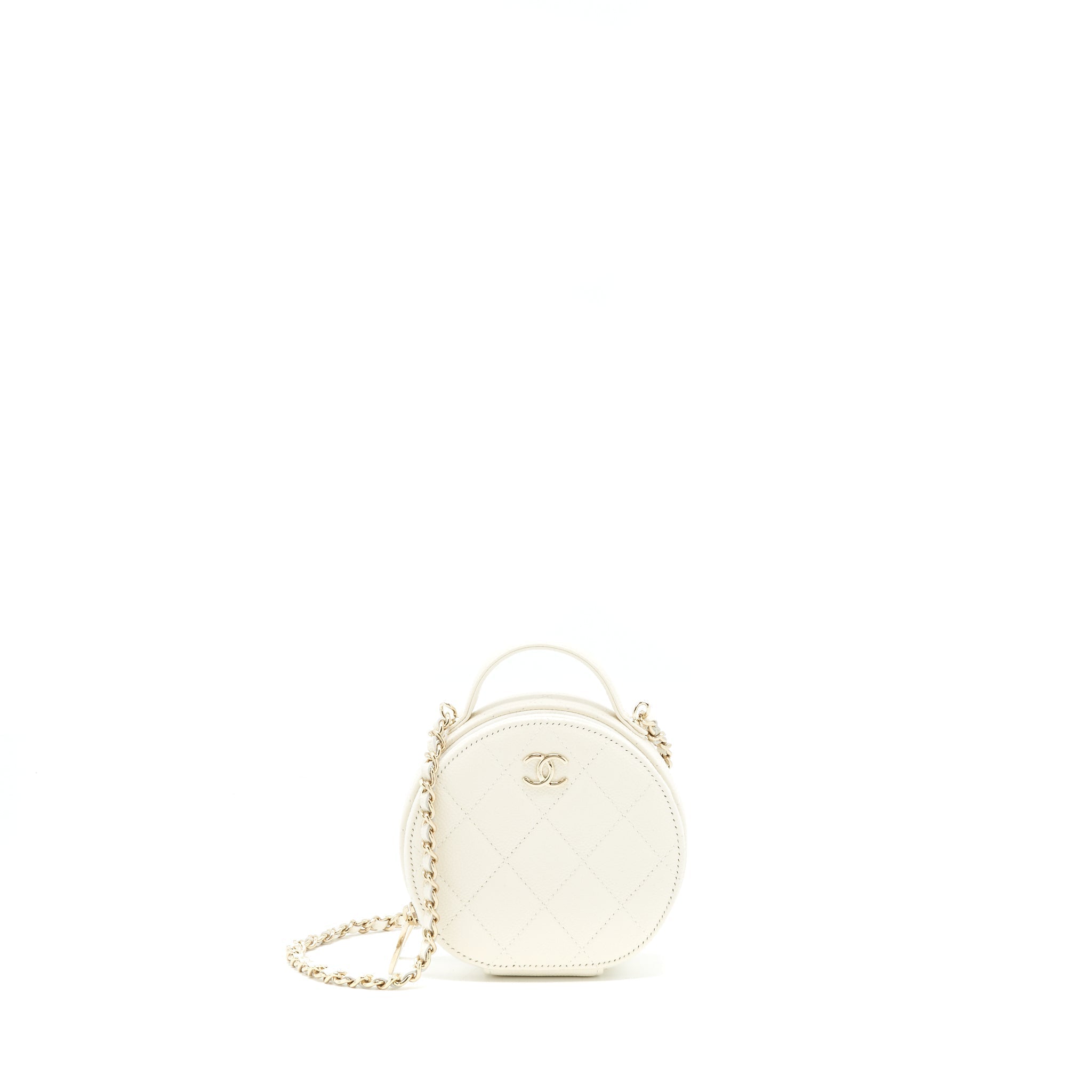 CHANEL CLUTCH WITH CHAIN CAVIAR WHITE LGHW