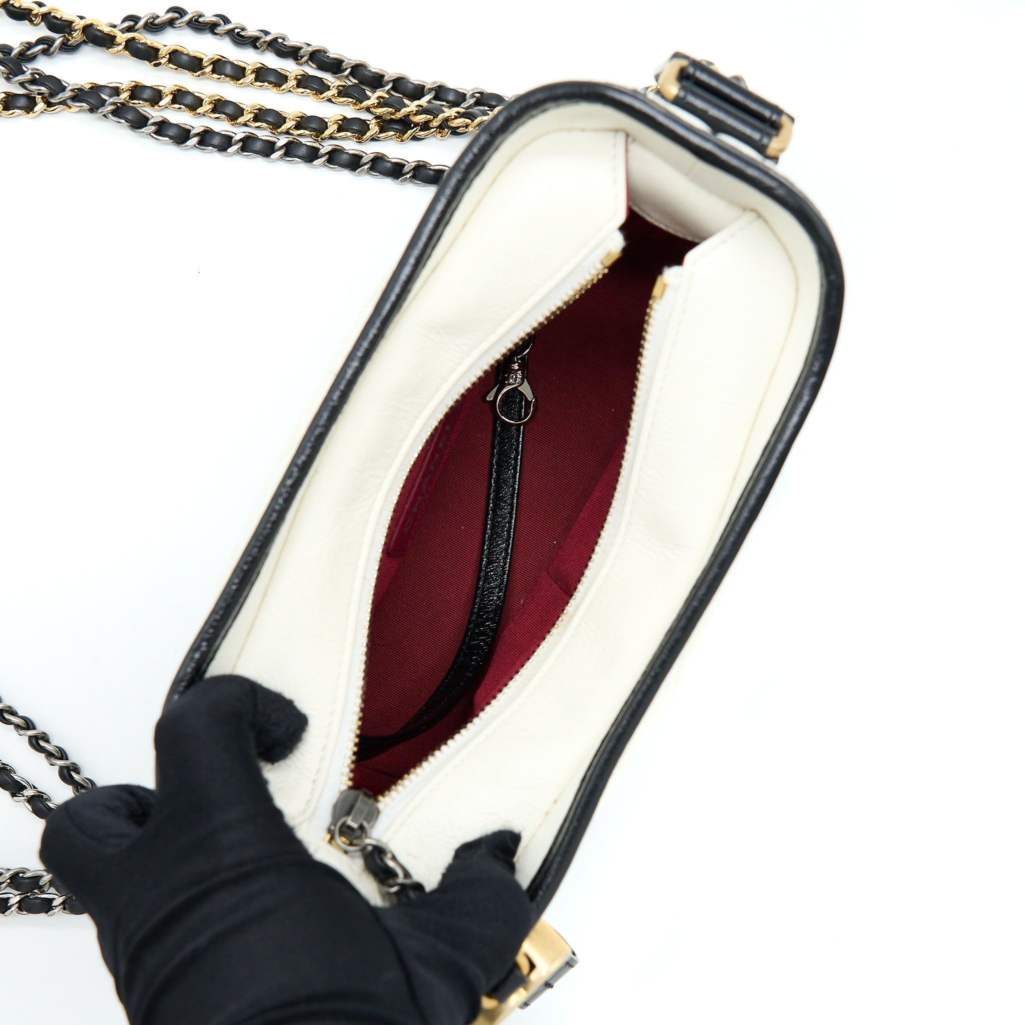 CHANEL SMALL GABRIELLE HOBO BAG WHITE/BLACK MULTICOLOUR HARDWARE