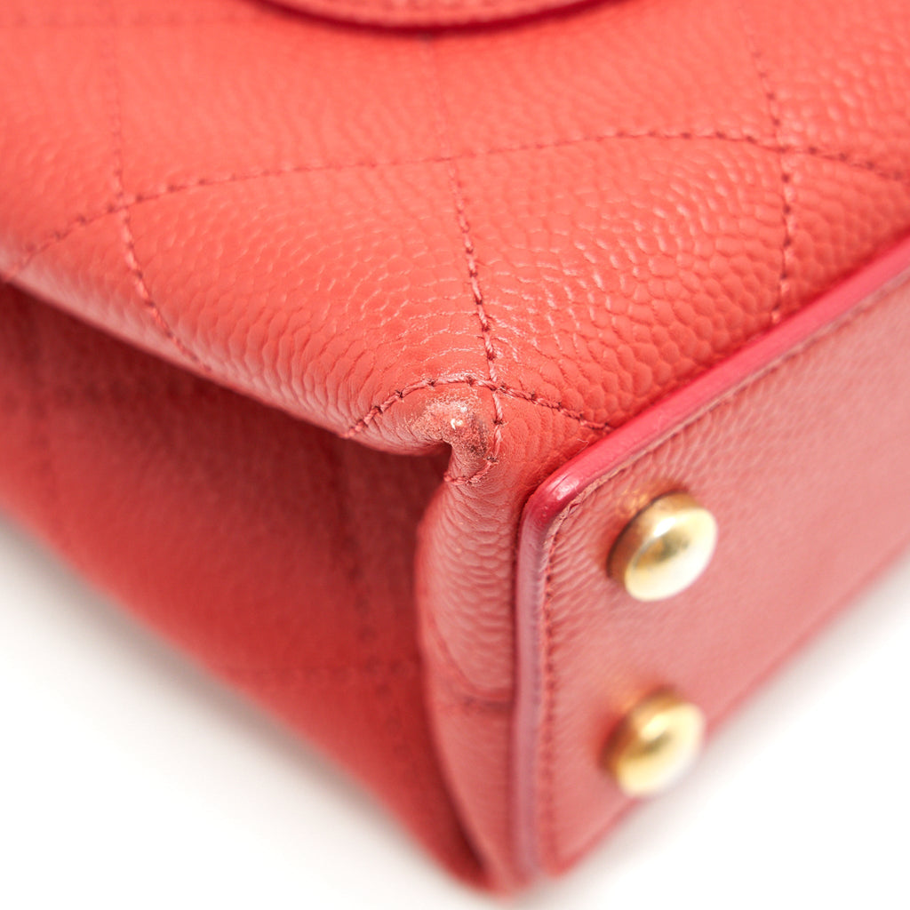 CHANEL FLAP SHOULDER BAG WITH CHAIN CAVIAR IN RED GHW