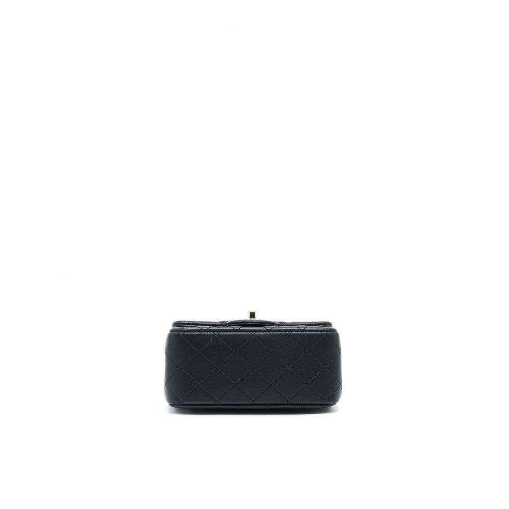 CHANEL 23C PEARL CRUSH MINI SQUARE FLAP BAG LAMBSKIN BLACK LGHW (MICROCHIP)