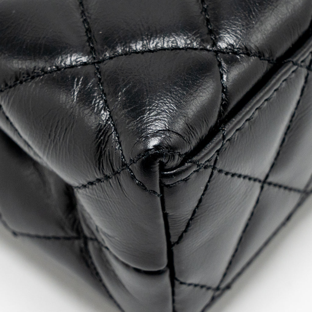 CHANEL MINI KELLY SHOPPING TOTE BAG CALFSKIN BLACK GHW (MICROCHIP)