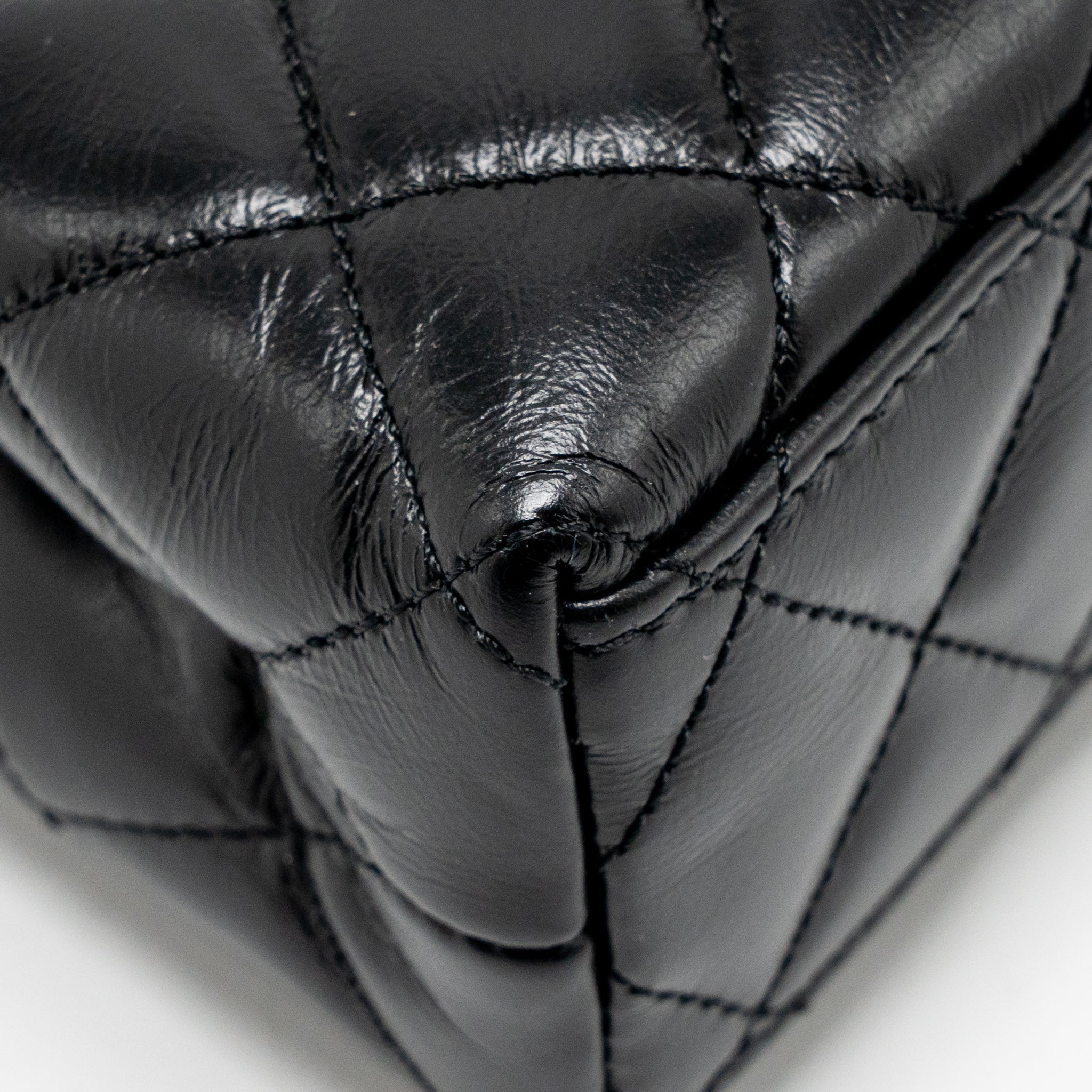 CHANEL MINI KELLY SHOPPING TOTE BAG CALFSKIN BLACK GHW (MICROCHIP)