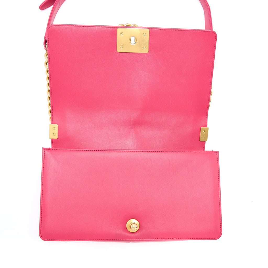 CHANEL MEDIUM BOY BAG LAMBSKIN PINK GHW