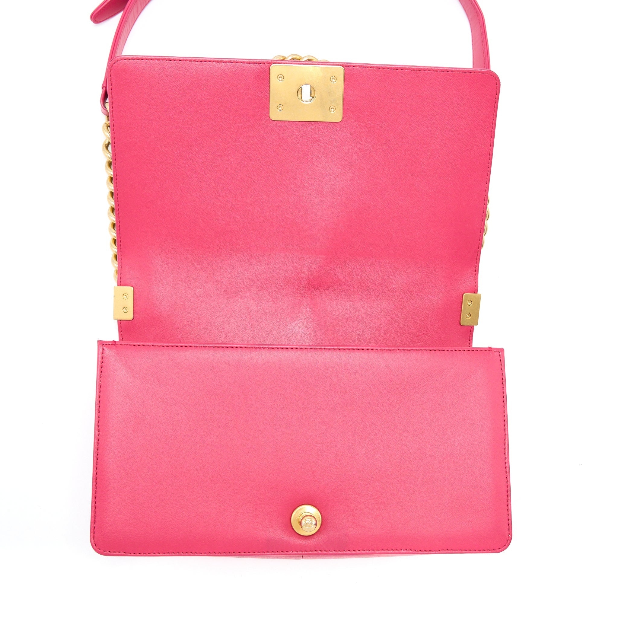 CHANEL MEDIUM BOY BAG LAMBSKIN PINK GHW