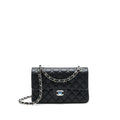 CHANEL SMALL CLASSIC DOUBLE FLAP BAG LAMBSKIN BLACK SHW (MICROCHIP)