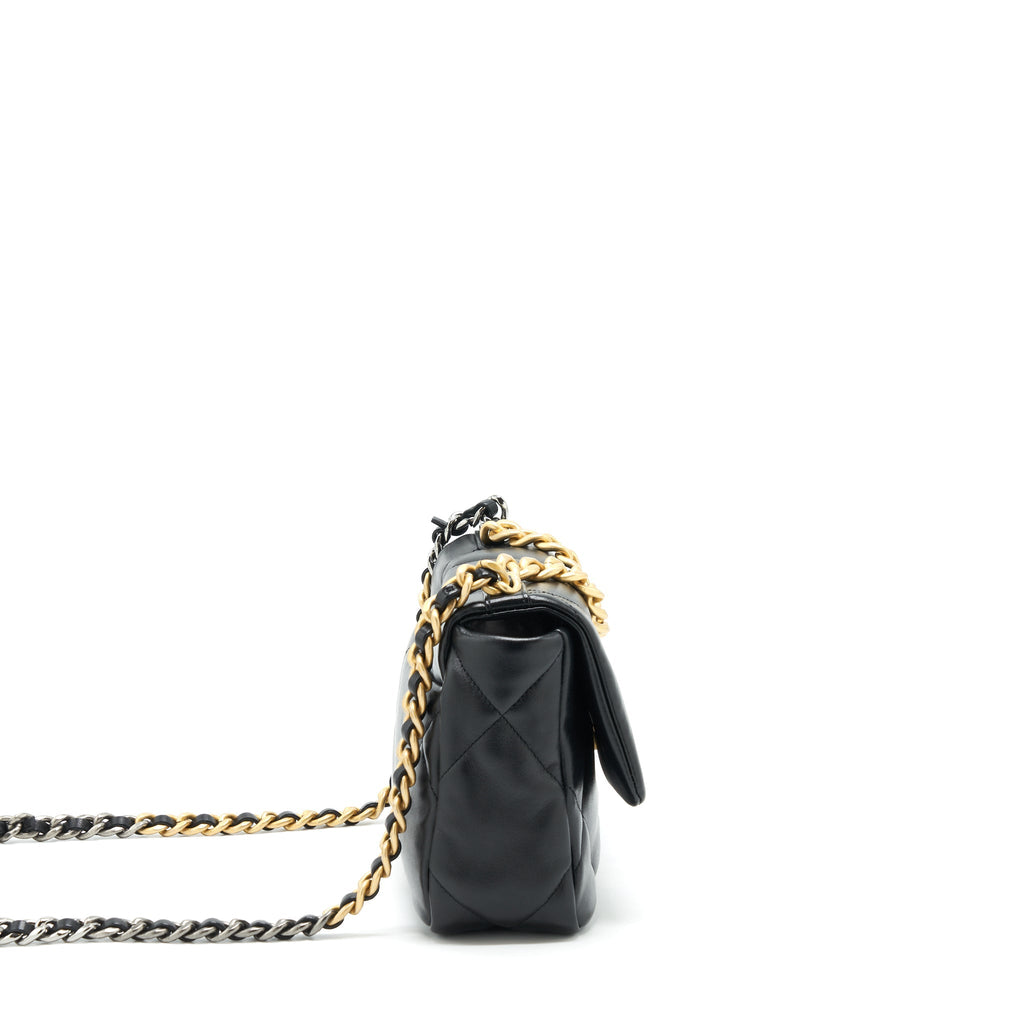 CHANEL 19 SMALL BAG LAMBSKIN BLACK MULTICOLOUR HARDWARE
