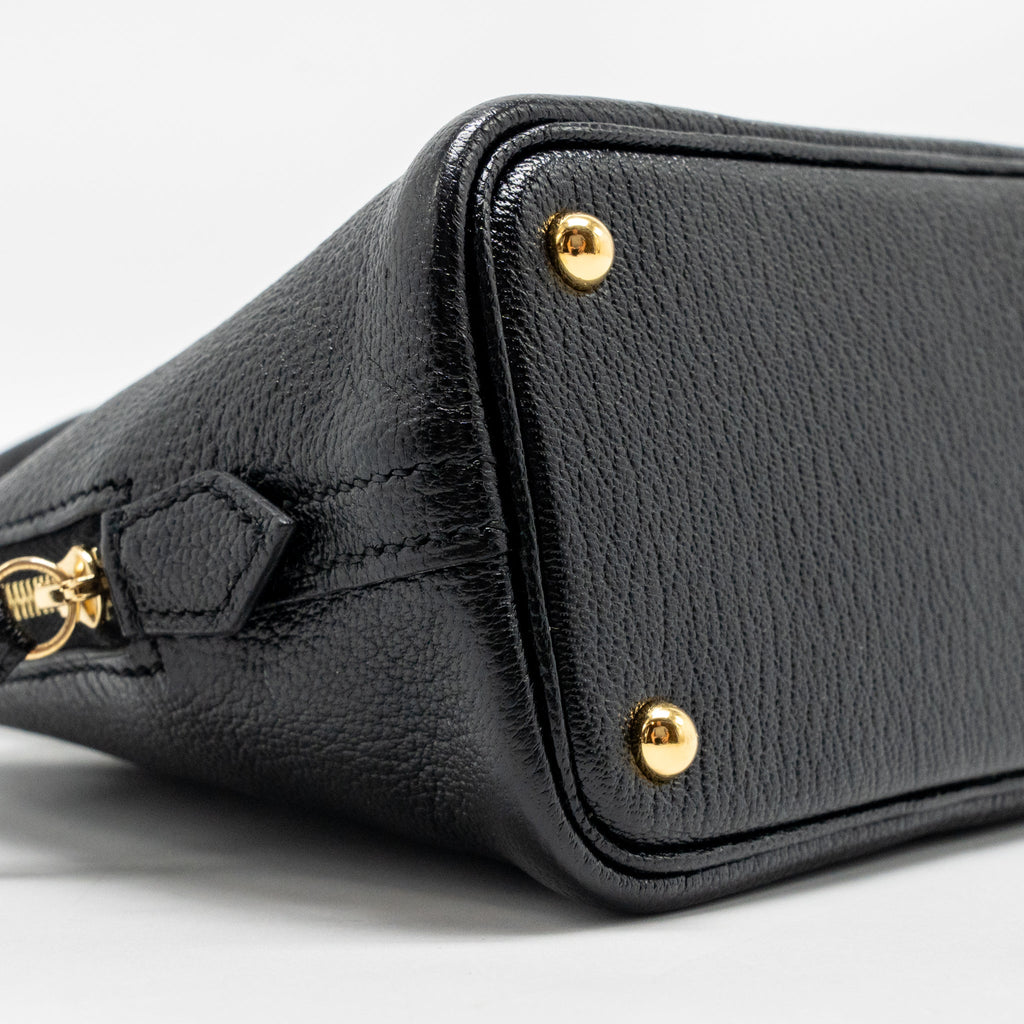HERMES MINI BOLIDE CHEVRE MYSORE LEATHER BLACK GHW