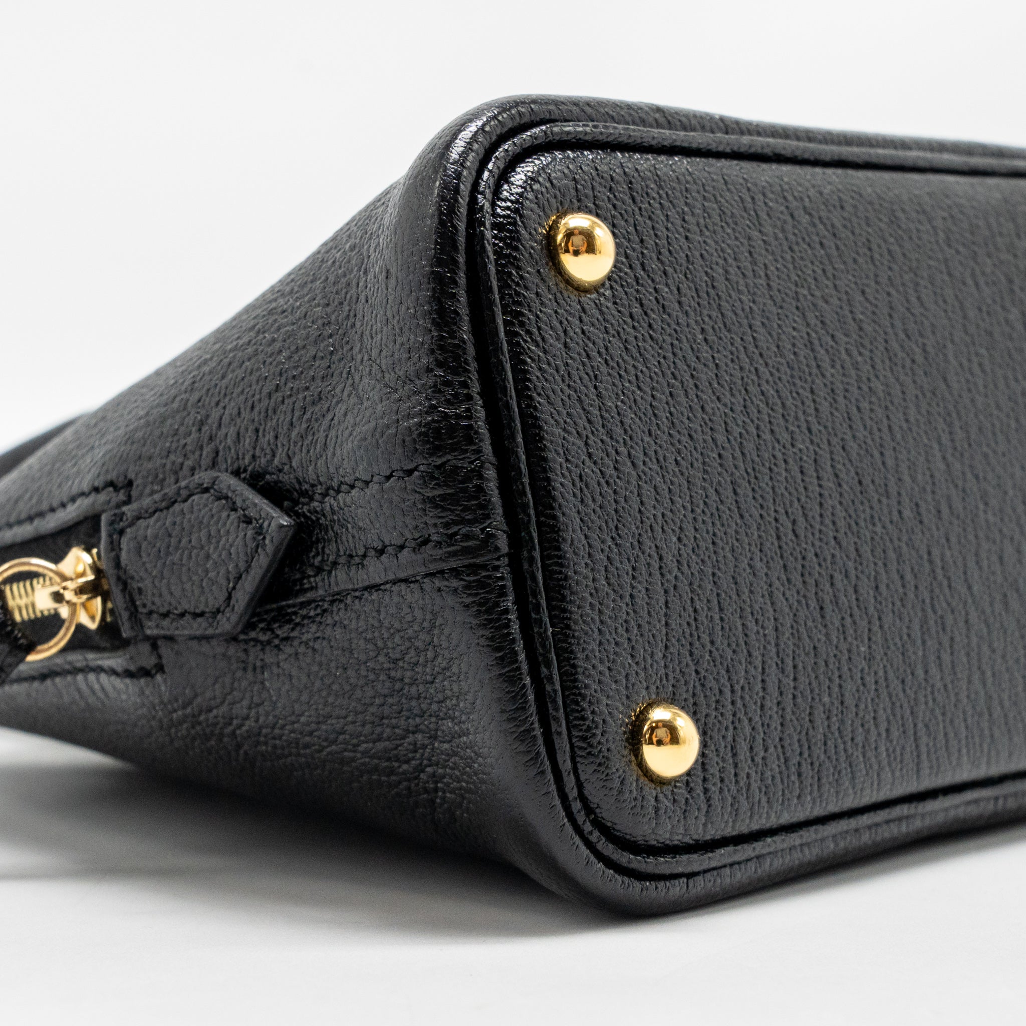 HERMES MINI BOLIDE CHEVRE MYSORE LEATHER BLACK GHW