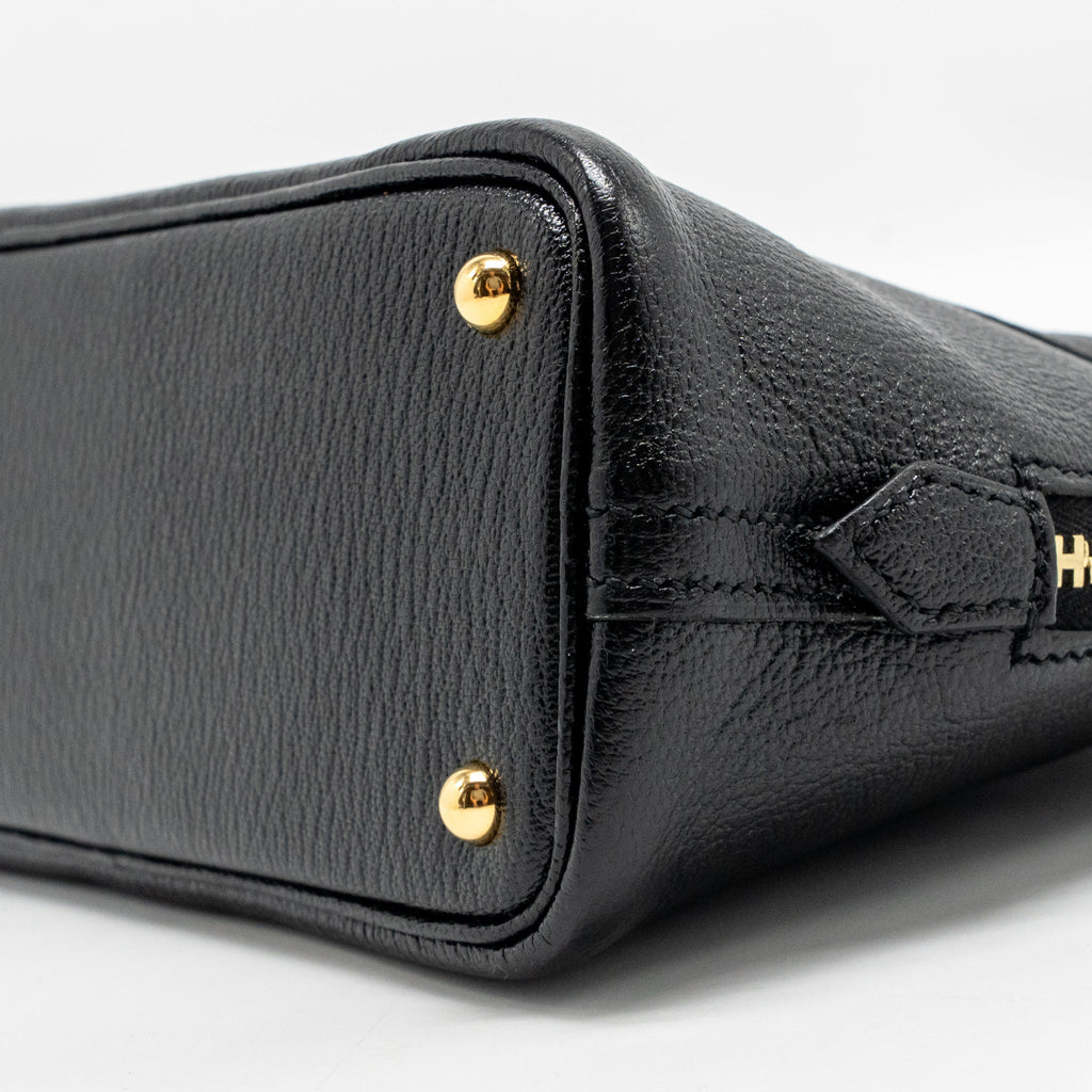 HERMES MINI BOLIDE CHEVRE MYSORE LEATHER BLACK GHW
