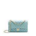 CHANEL CLASSIC DOUBLE FLAP BAG CAVIAR BLUE BRUSHED GHW