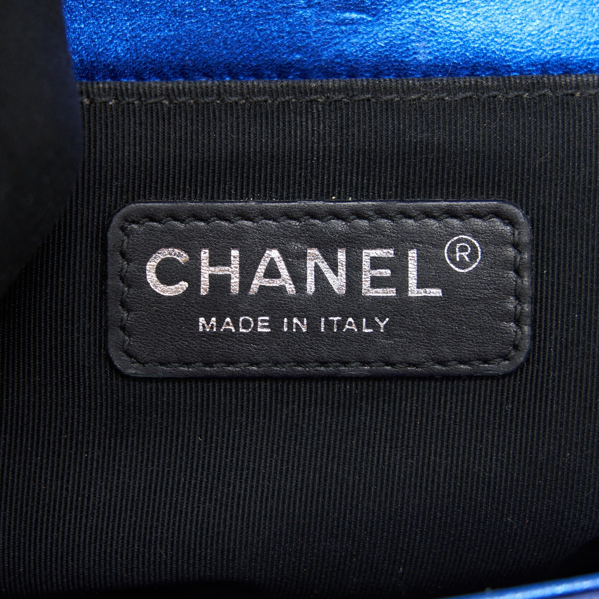CHANEL MEDIUM LE BOY BAG METALLIC BLUE SHW