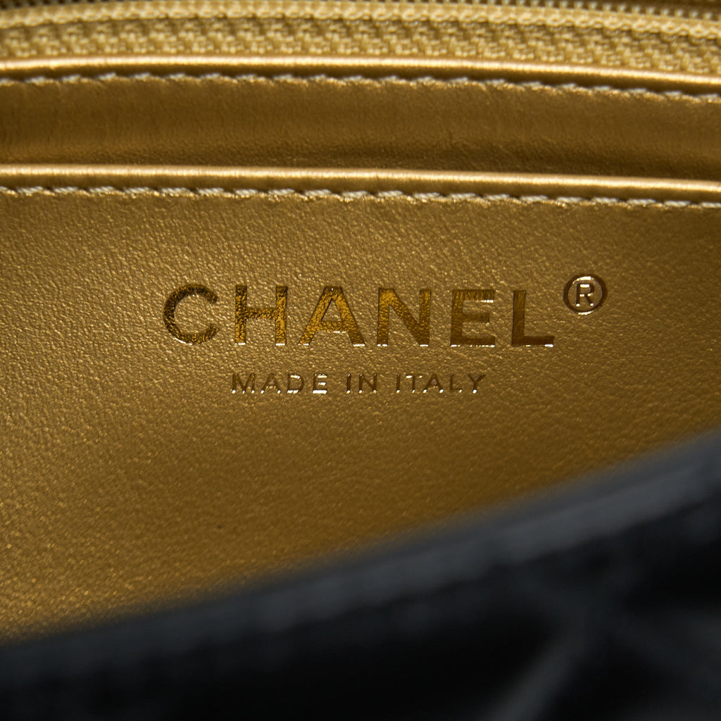 CHANEL PEARL CRUSH MINI SQUARE FLAP BAG LAMBSKIN BLACK GHW (MICROCHIP)