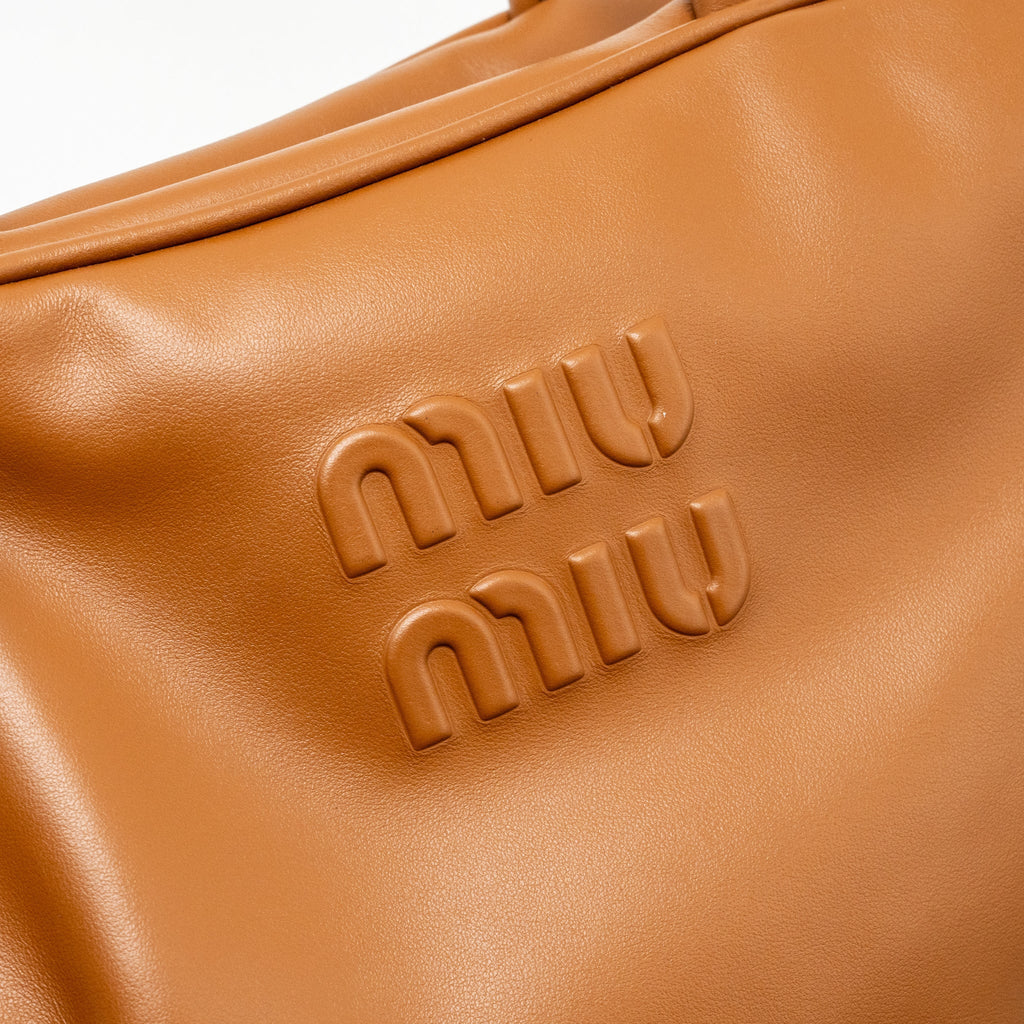MIU MIU LARGE BEAU BAG CALFSKIN COGNAC GHW