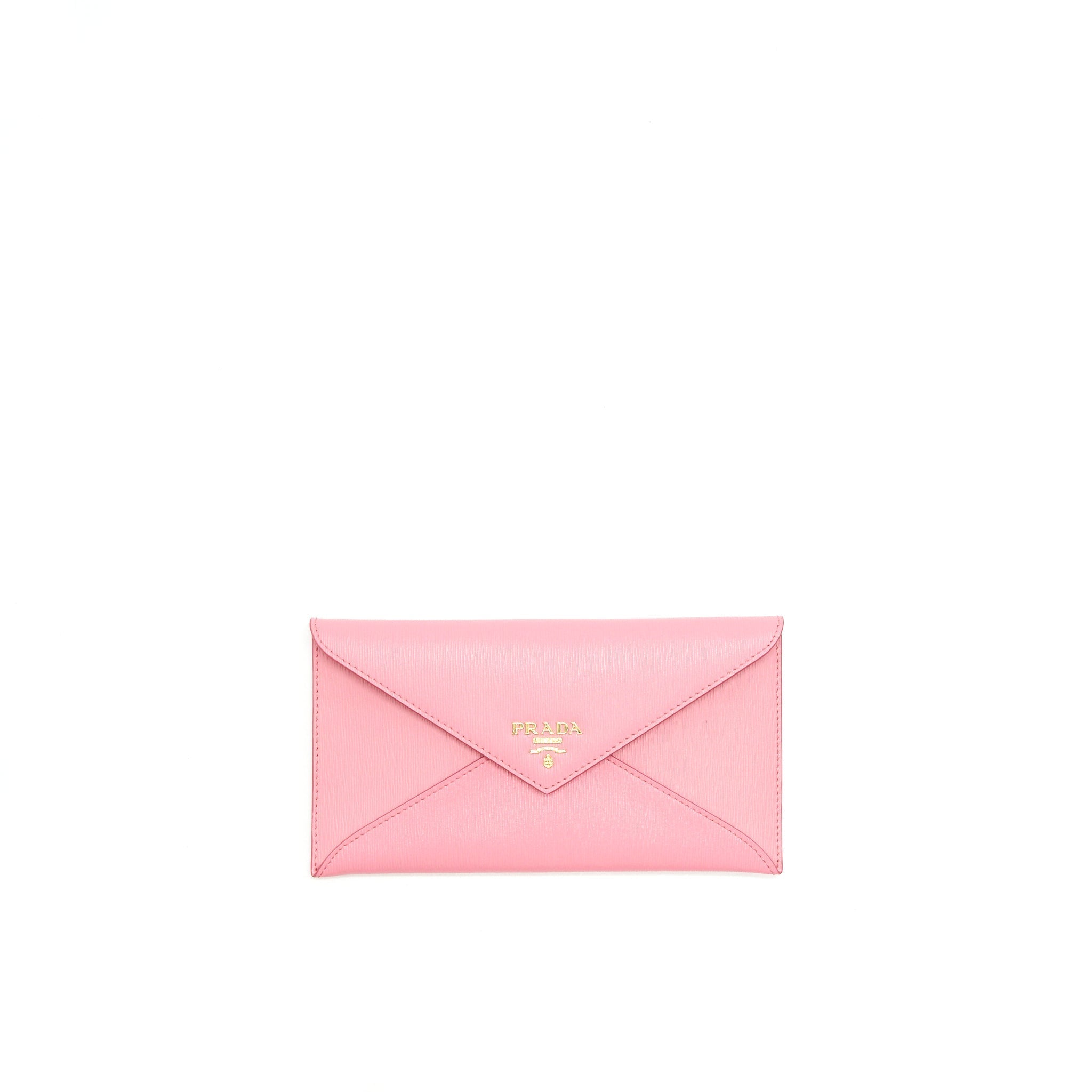 PRADA SAFFIANO ENVELOPE WALLET IN PINK GHW