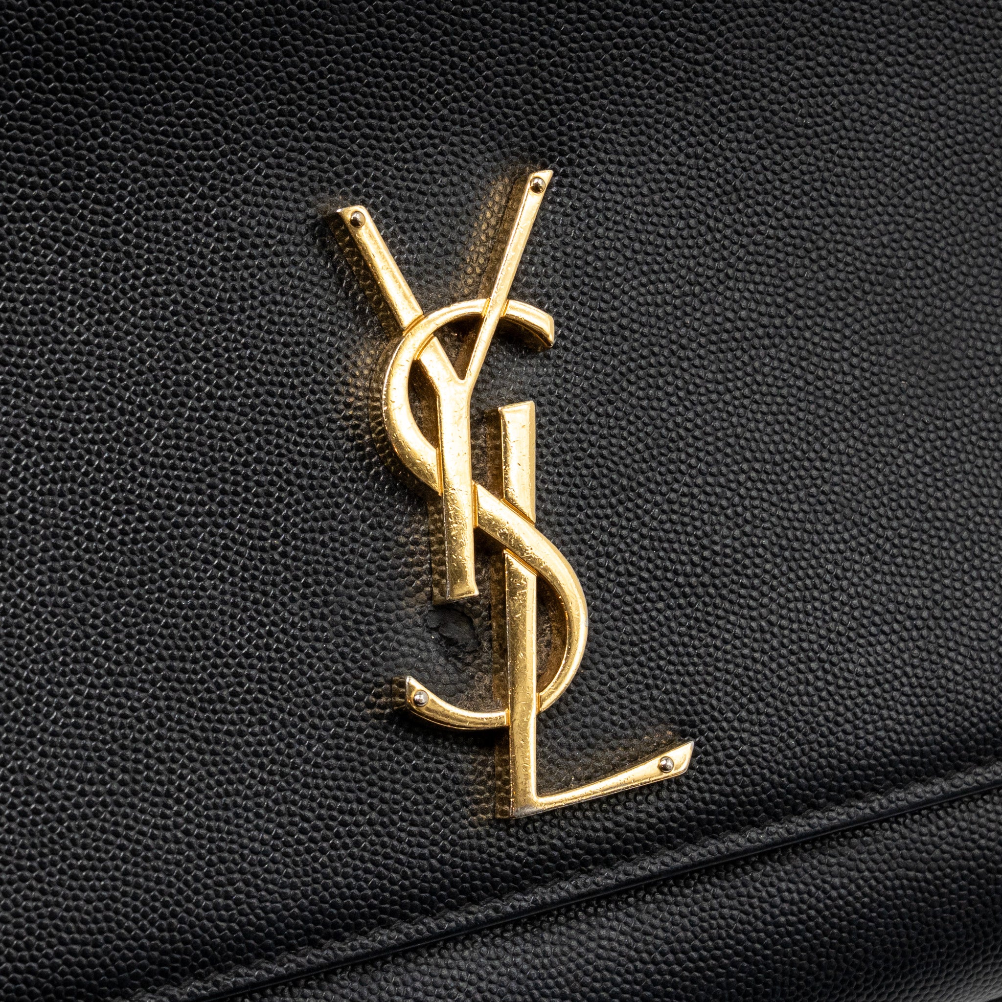 SAINT LAURENT/YSL LARGE KATE CHAIN BAG GRAINED CALFSKIN BLACK GHW