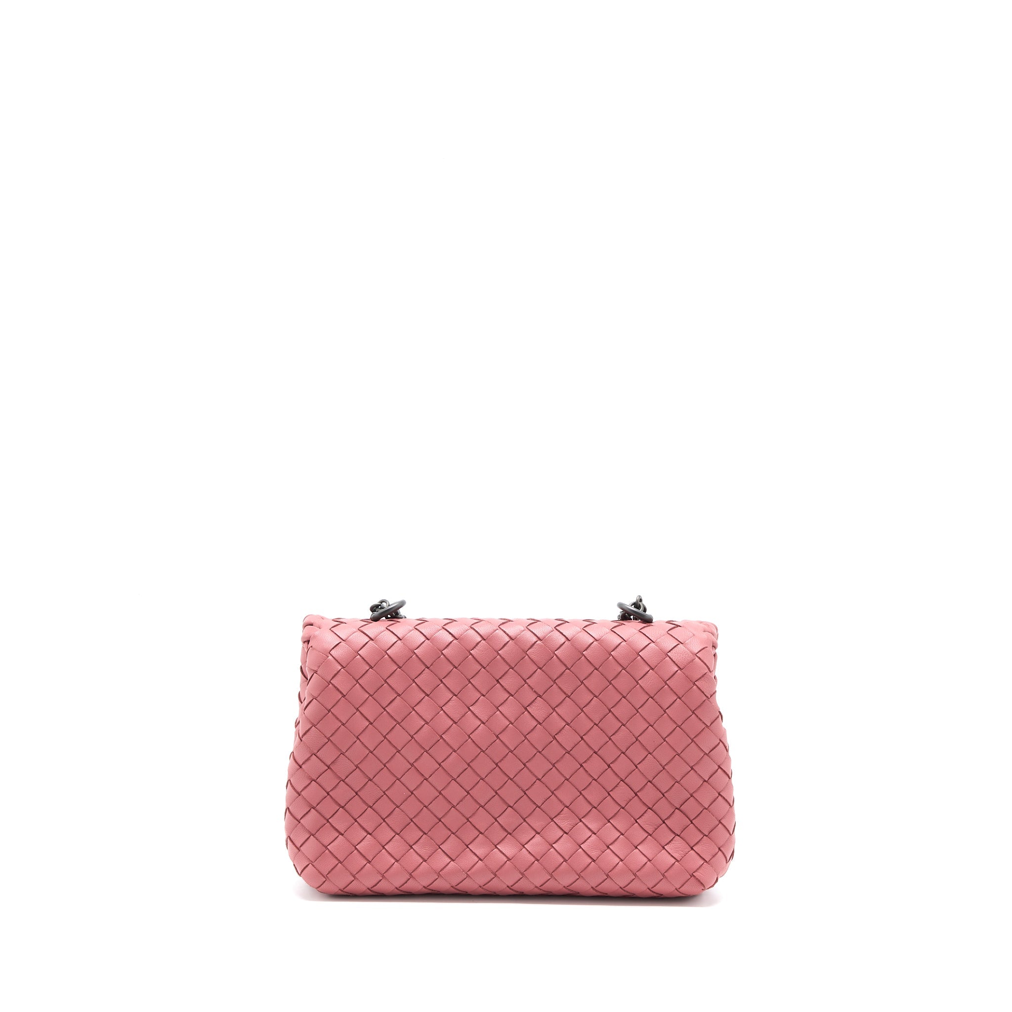 BOTTEGA VENETA OLYMPIA CHAIN BAG NAPPA DARK PINK WITH BLACK HARDWARE