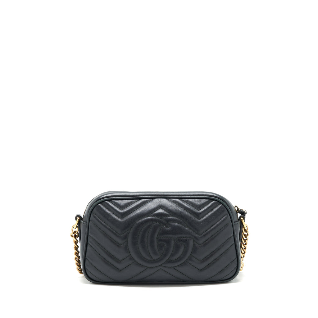GUCCI MARMONT SMALL MATELASSE SHOULDER BAG BLACK GHW