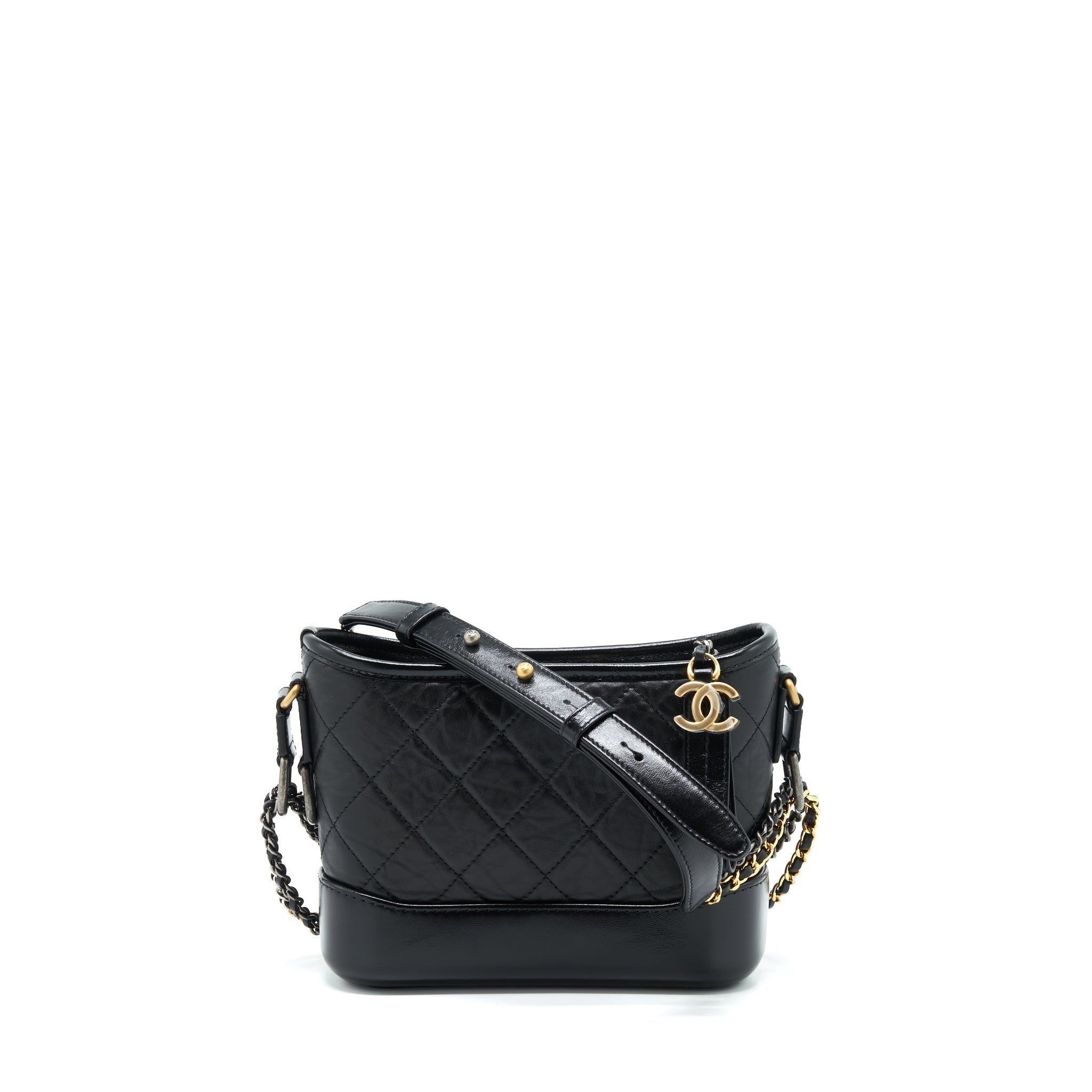 CHANEL SMALL GABRIELLE HOBO BAG CALFSKIN BLACK WITH MULTICOLOUR HARDWARE (MICROCHIP)