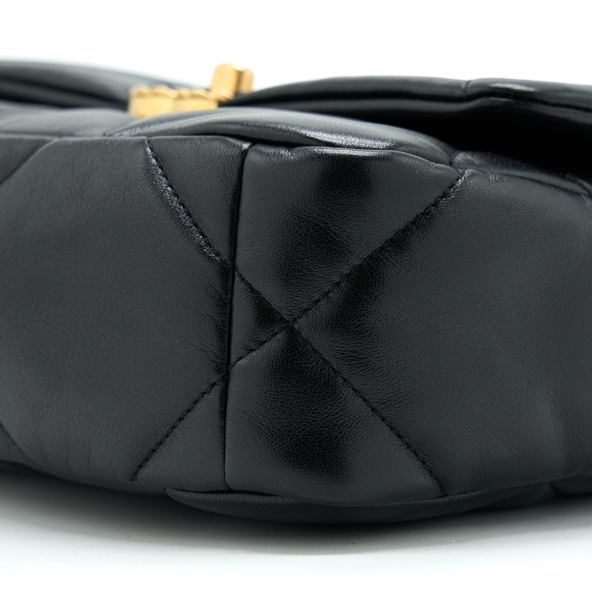 CHANEL SMALL 19 BAG LAMBSKIN BLACK WITH MULTICOLOUR HARDWARE (MICROCHIP)
