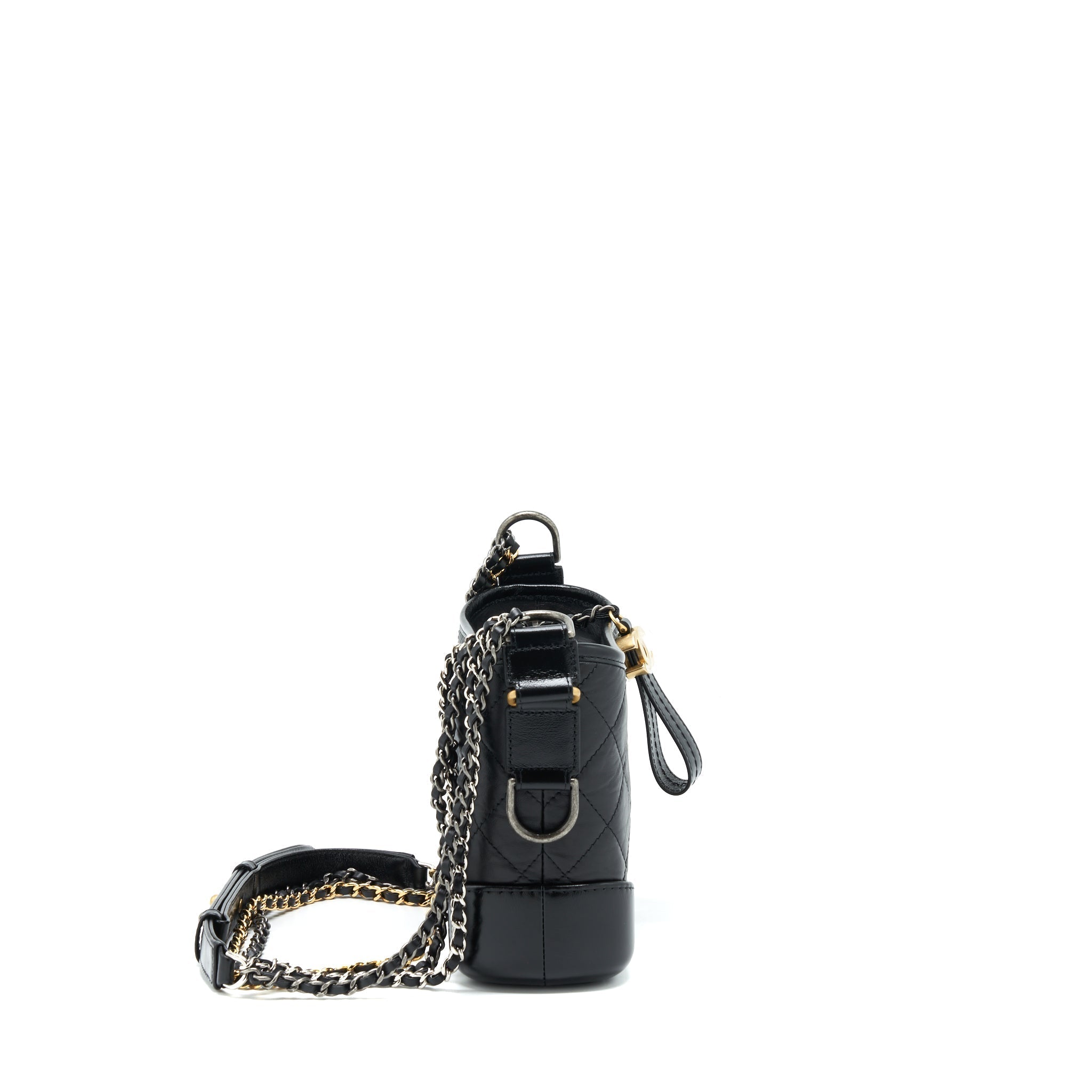CHANEL SMALL GABRIELLE HOBO BAG CALFSKIN BLACK WITH MULTICOLOUR HARDWARE (MICROCHIP)