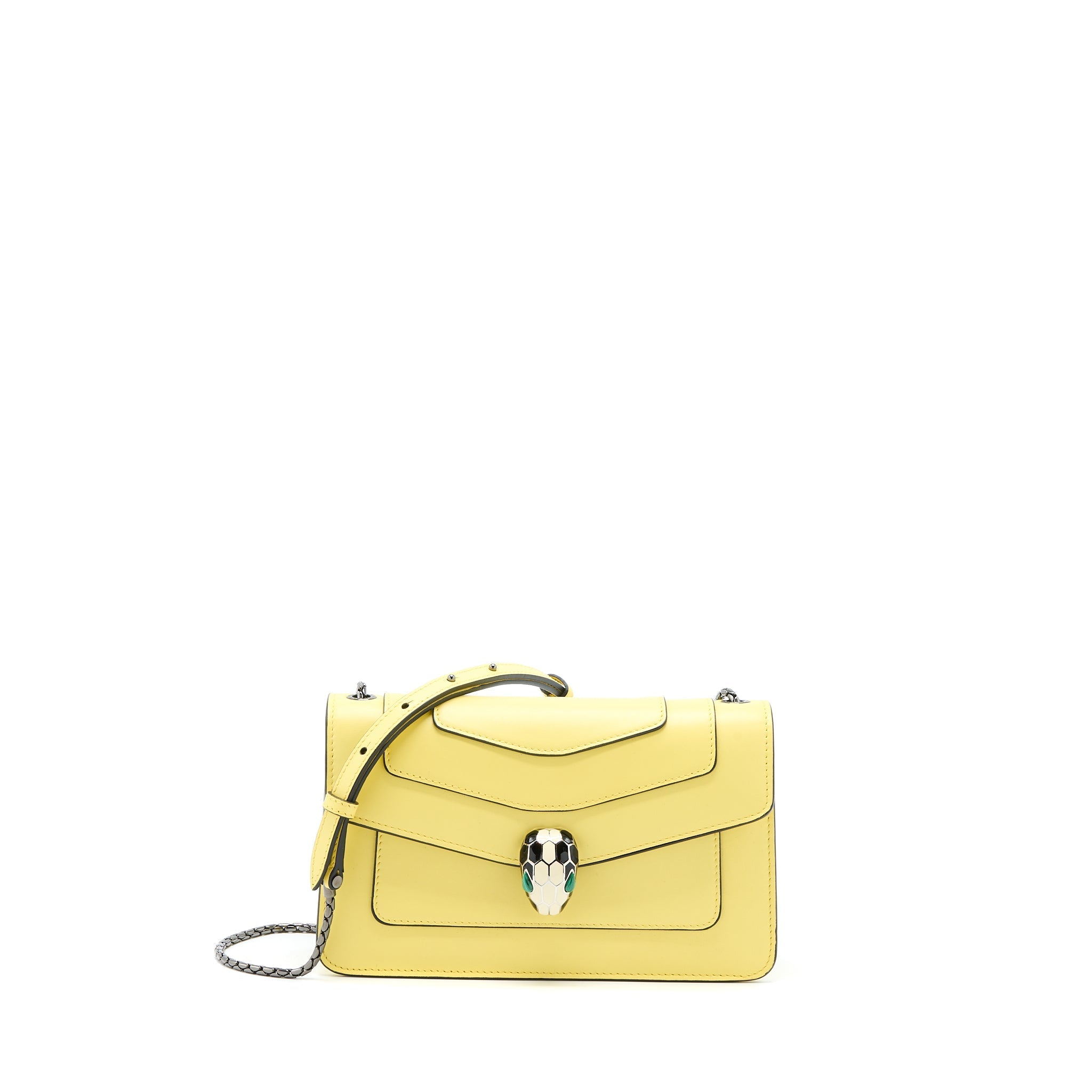 BVLGARI SERPENTI FOREVER CROSSBODY BAG CALFSKIN YELLOW WITH BLACK HARDWARE