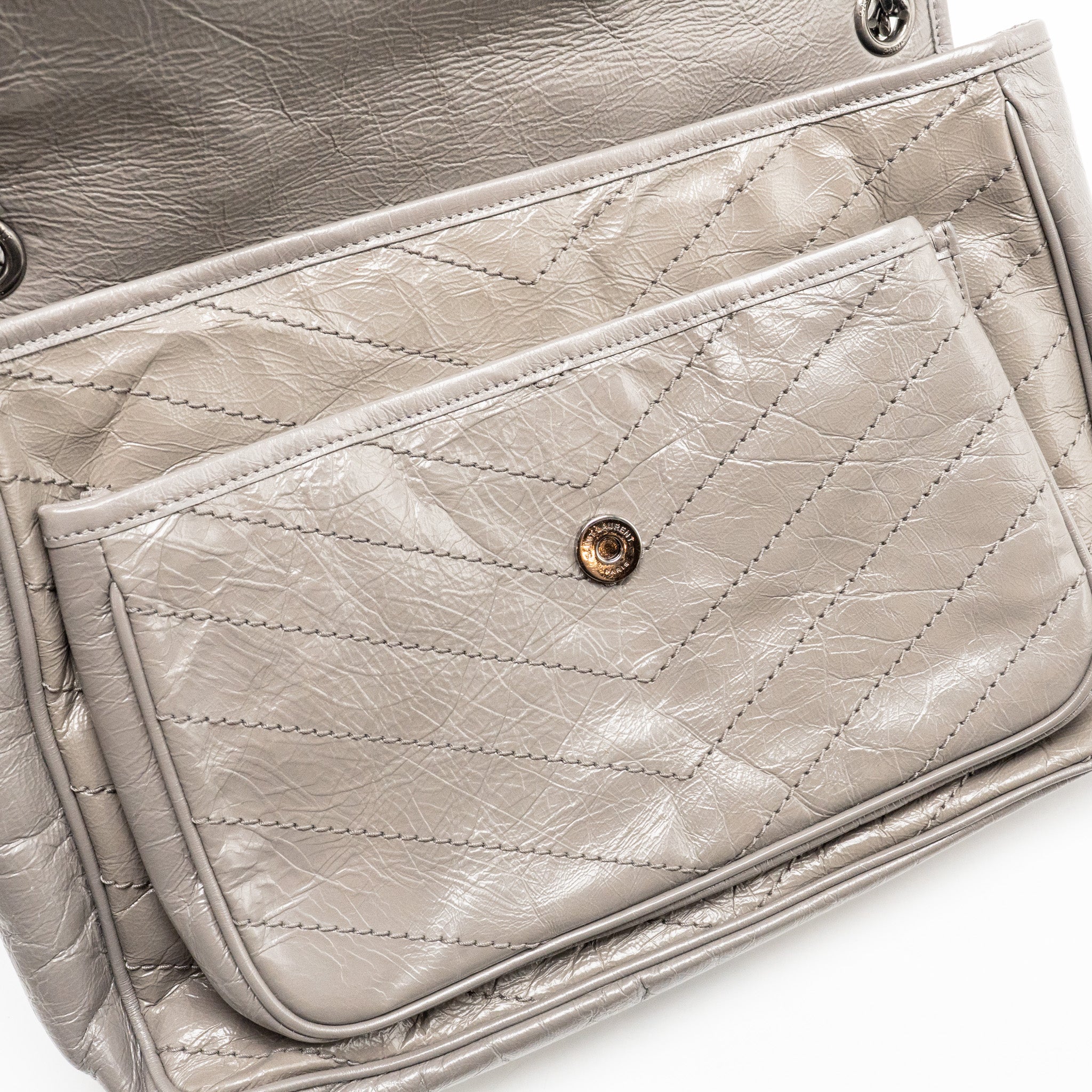 SAINT LAURENT / YSL LARGE NIKI BAG CALFSKIN GREY SHW