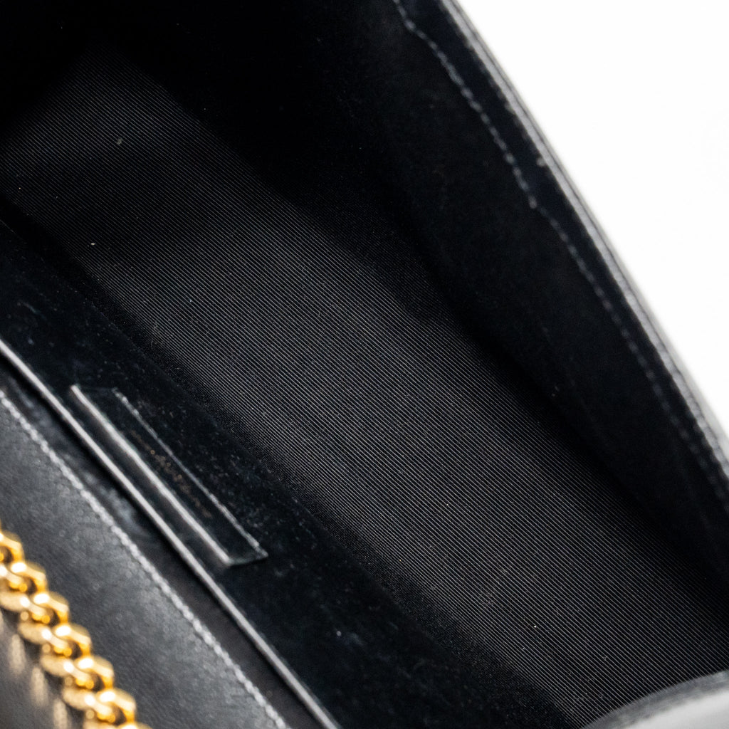 SAINT LAURENT/YSL LARGE KATE CHAIN BAG GRAINED CALFSKIN BLACK GHW