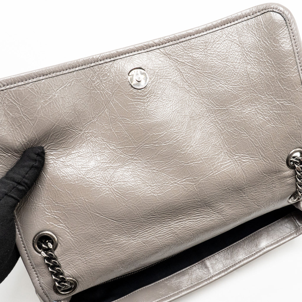 SAINT LAURENT / YSL LARGE NIKI BAG CALFSKIN GREY SHW