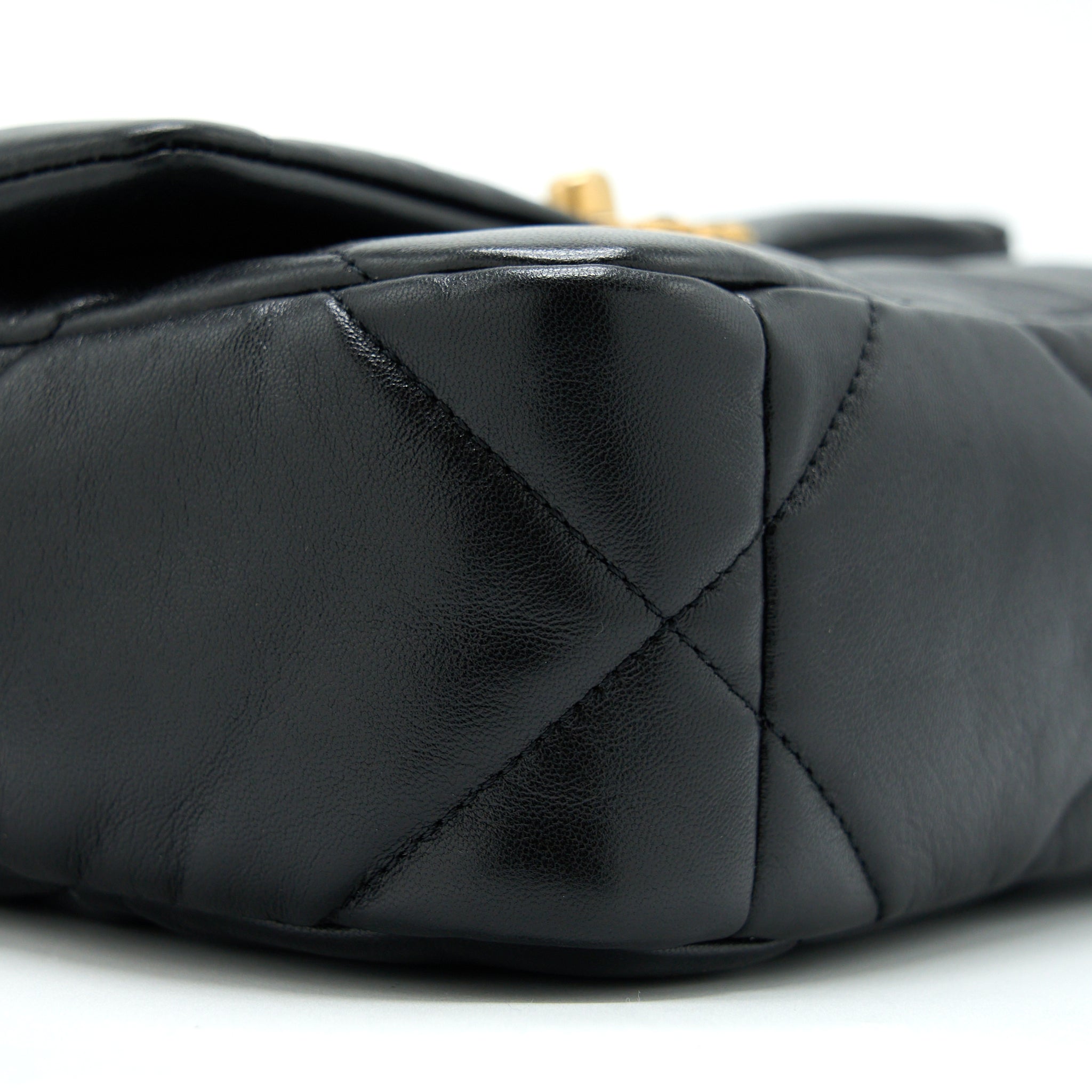 CHANEL SMALL 19 BAG LAMBSKIN BLACK WITH MULTICOLOUR HARDWARE (MICROCHIP)