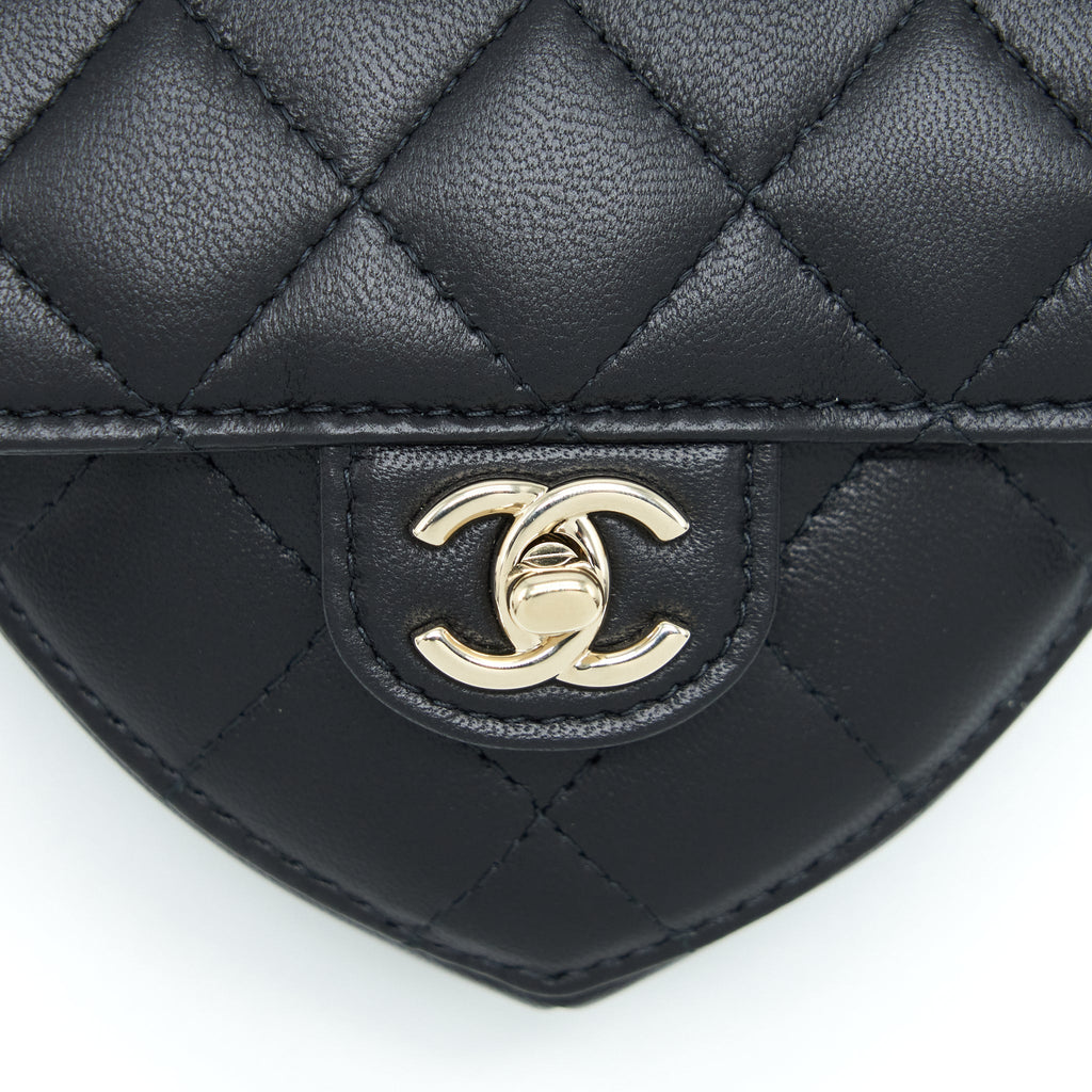 CHANEL 22S HEART BELT BAG LAMBSKIN BLACK LGHW