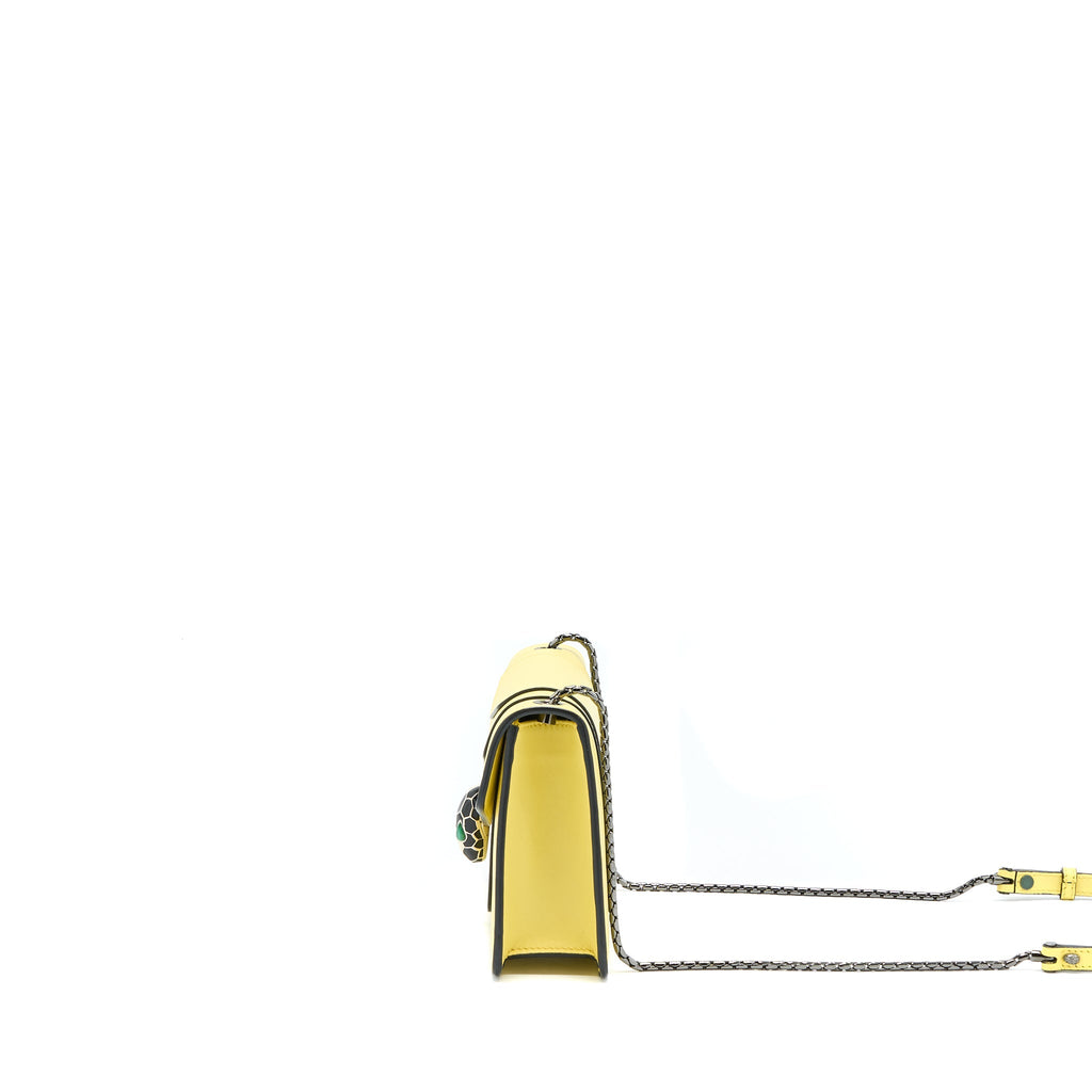 BVLGARI SERPENTI FOREVER CROSSBODY BAG CALFSKIN YELLOW WITH BLACK HARDWARE